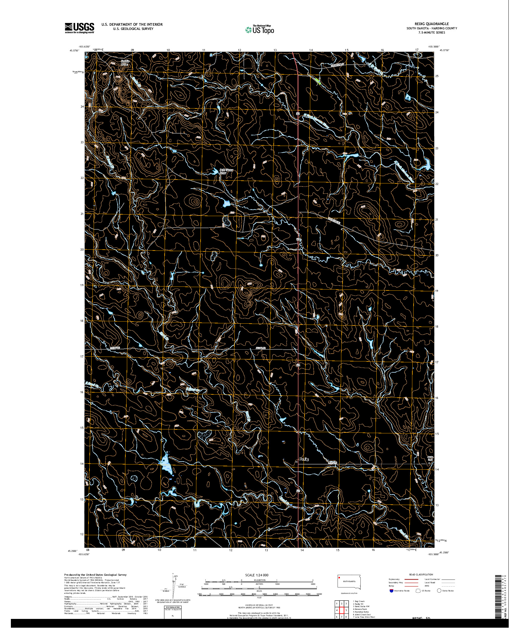 USGS US TOPO 7.5-MINUTE MAP FOR REDIG, SD 2017