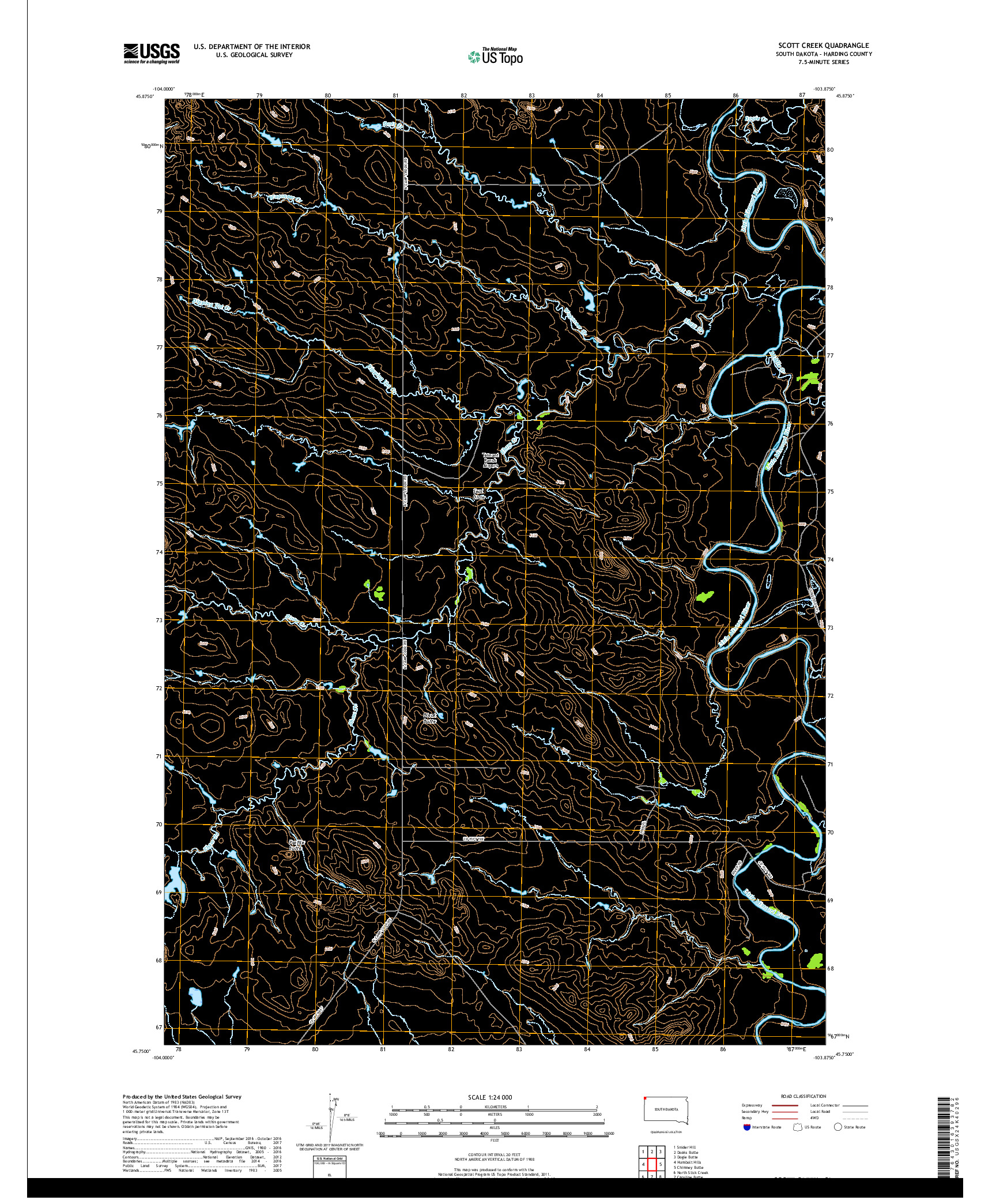 USGS US TOPO 7.5-MINUTE MAP FOR SCOTT CREEK, SD 2017