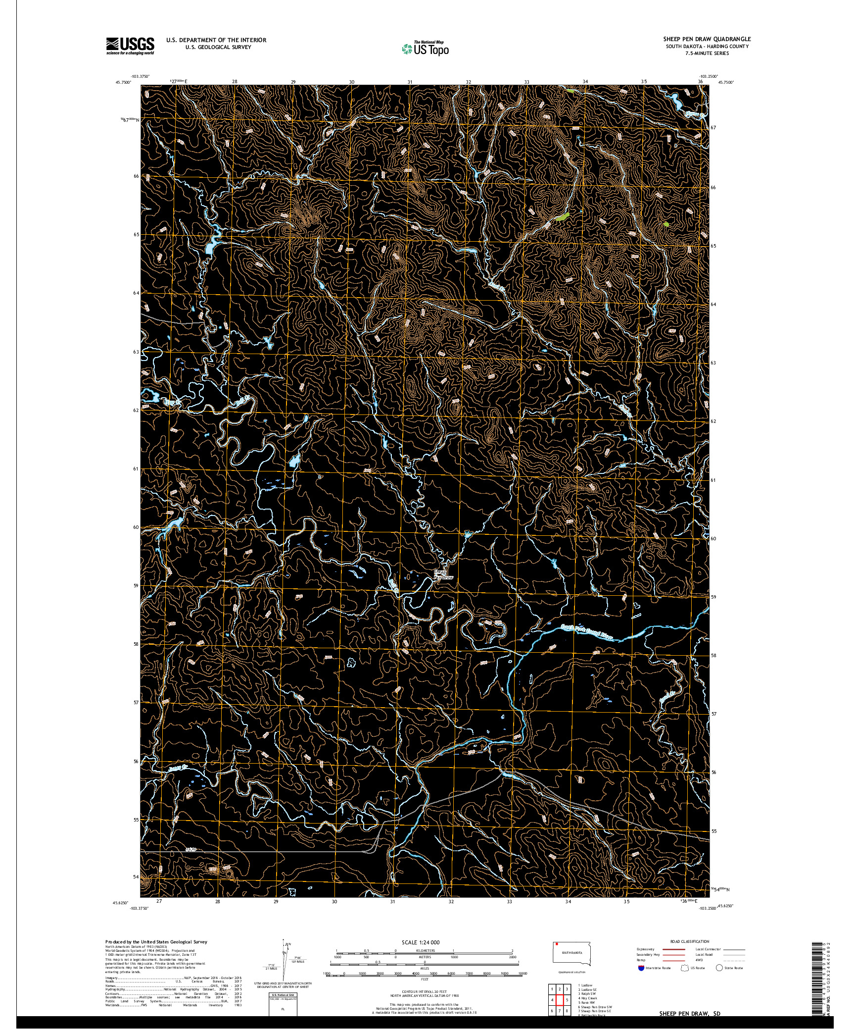 USGS US TOPO 7.5-MINUTE MAP FOR SHEEP PEN DRAW, SD 2017