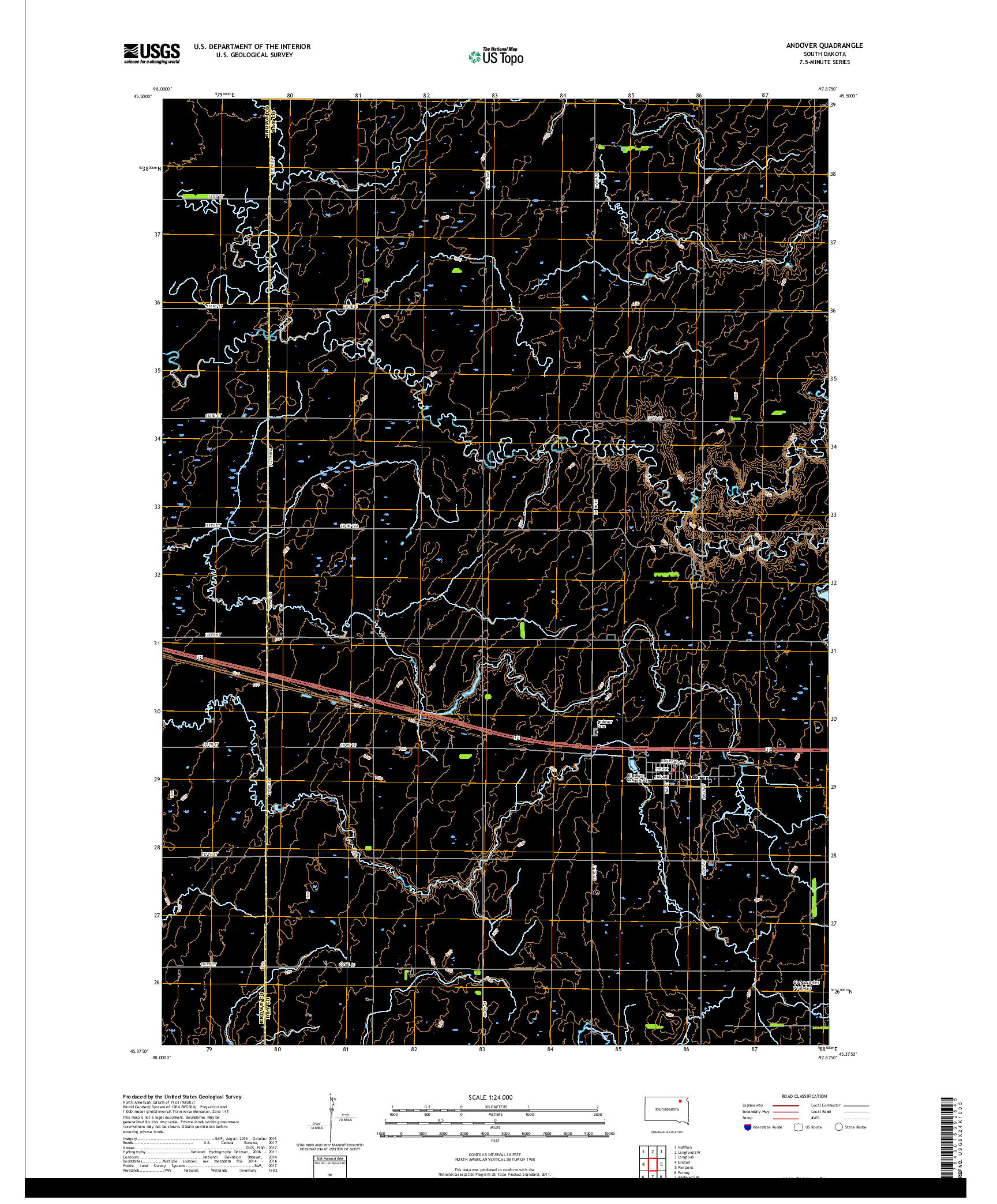 USGS US TOPO 7.5-MINUTE MAP FOR ANDOVER, SD 2017