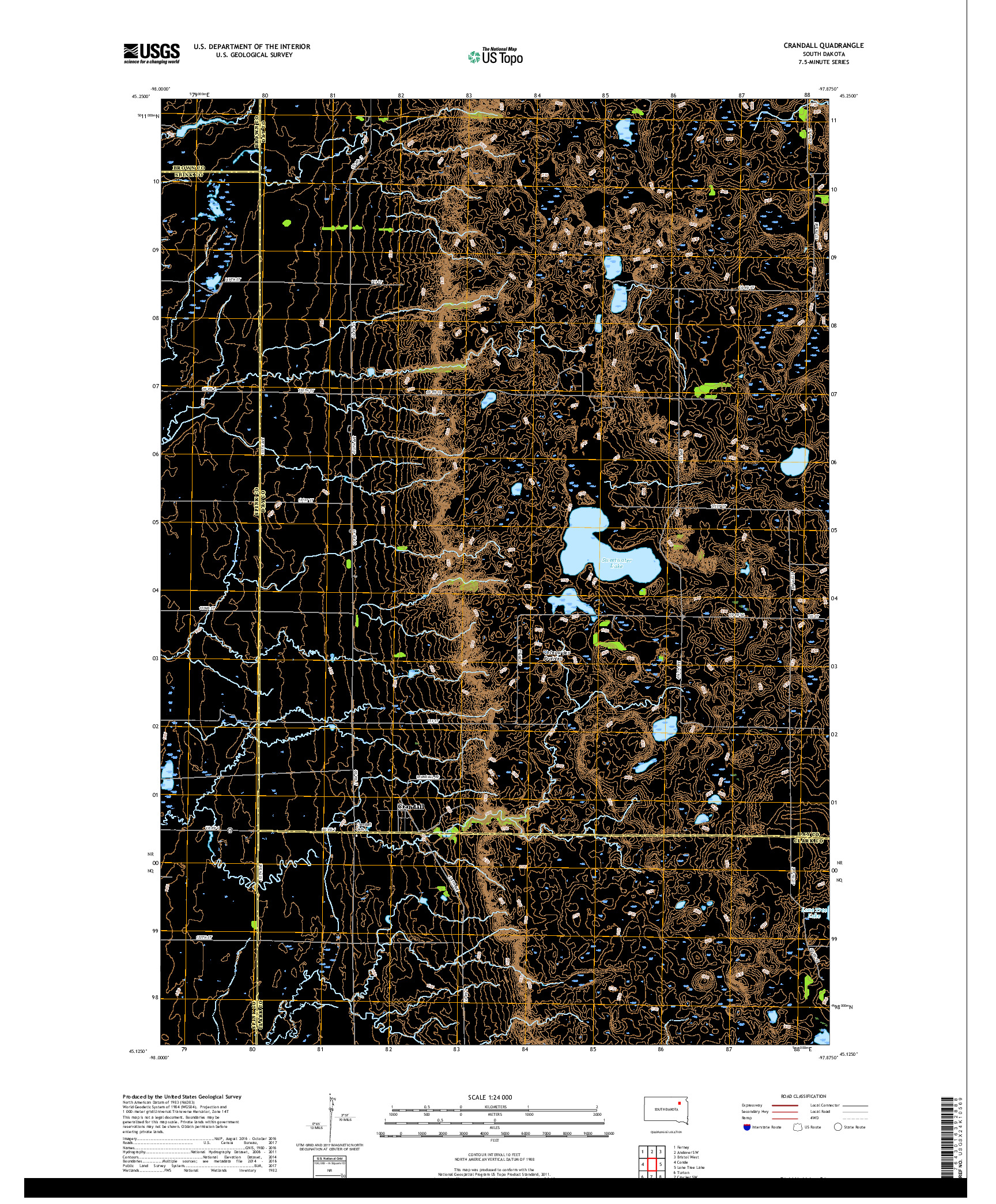 USGS US TOPO 7.5-MINUTE MAP FOR CRANDALL, SD 2017