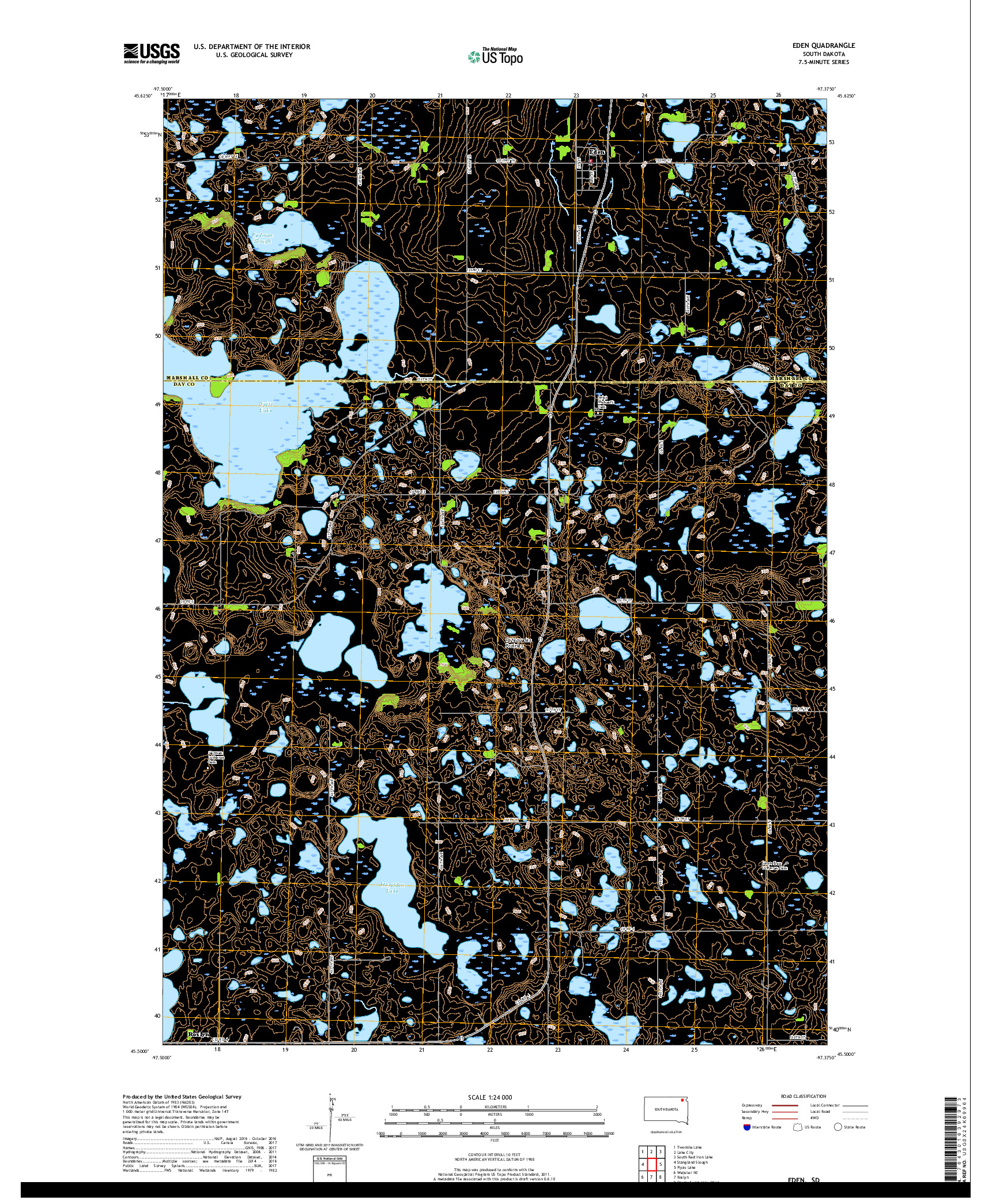 USGS US TOPO 7.5-MINUTE MAP FOR EDEN, SD 2017
