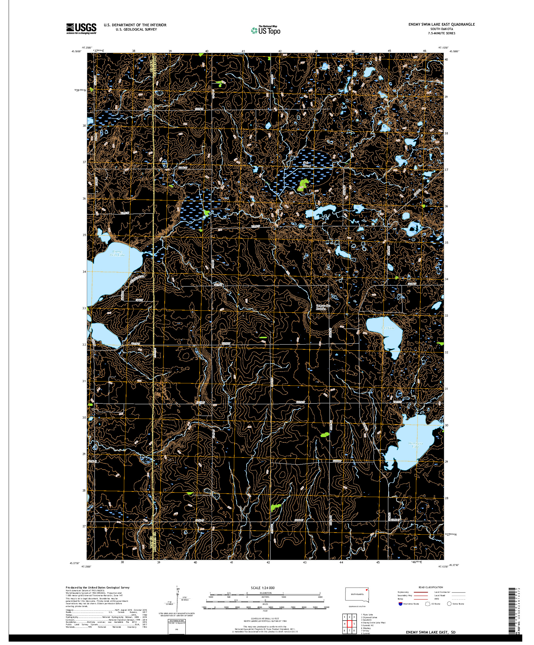 USGS US TOPO 7.5-MINUTE MAP FOR ENEMY SWIM LAKE EAST, SD 2017