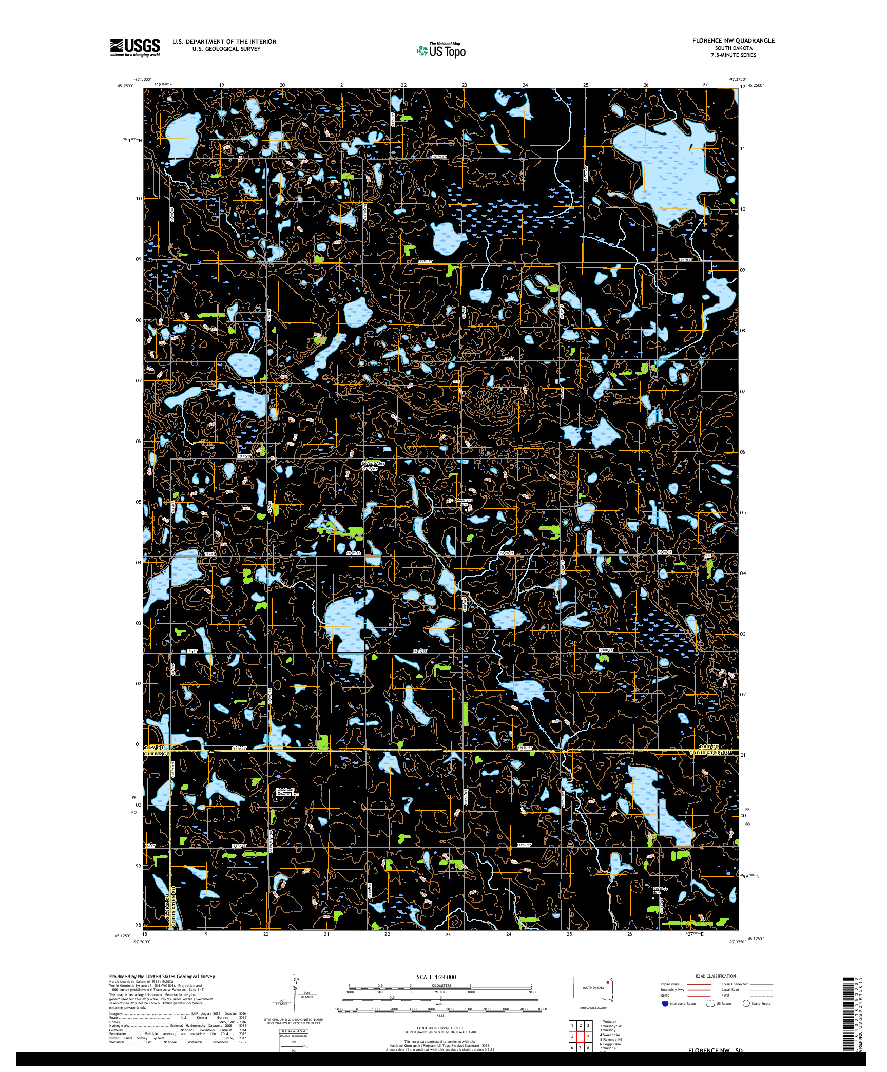 USGS US TOPO 7.5-MINUTE MAP FOR FLORENCE NW, SD 2017