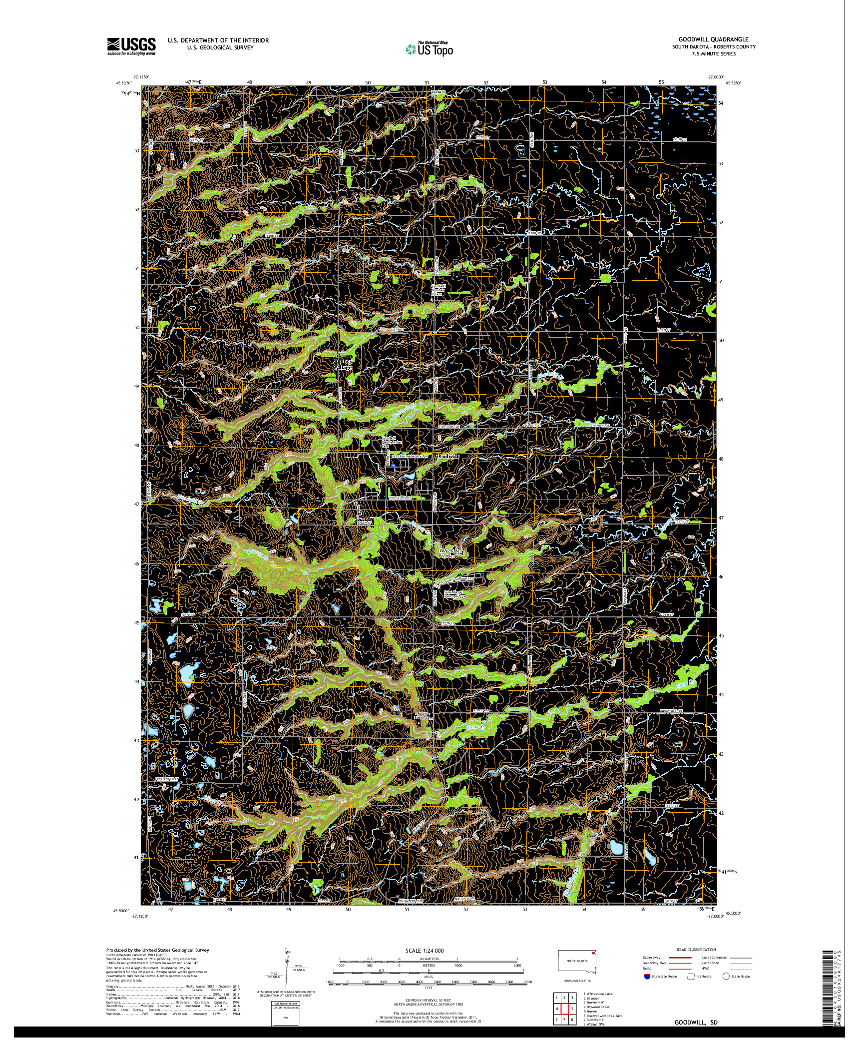 USGS US TOPO 7.5-MINUTE MAP FOR GOODWILL, SD 2017