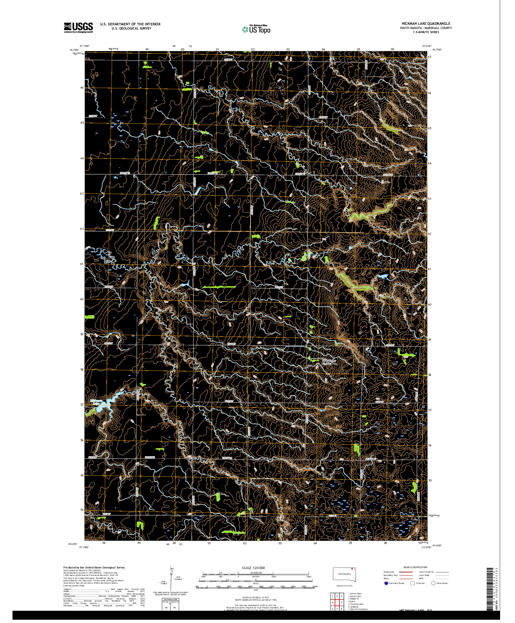 USGS US TOPO 7.5-MINUTE MAP FOR HICKMAN LAKE, SD 2017