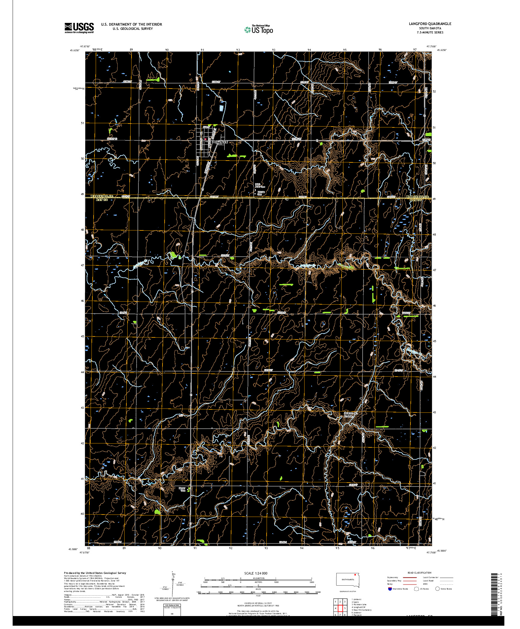 USGS US TOPO 7.5-MINUTE MAP FOR LANGFORD, SD 2017