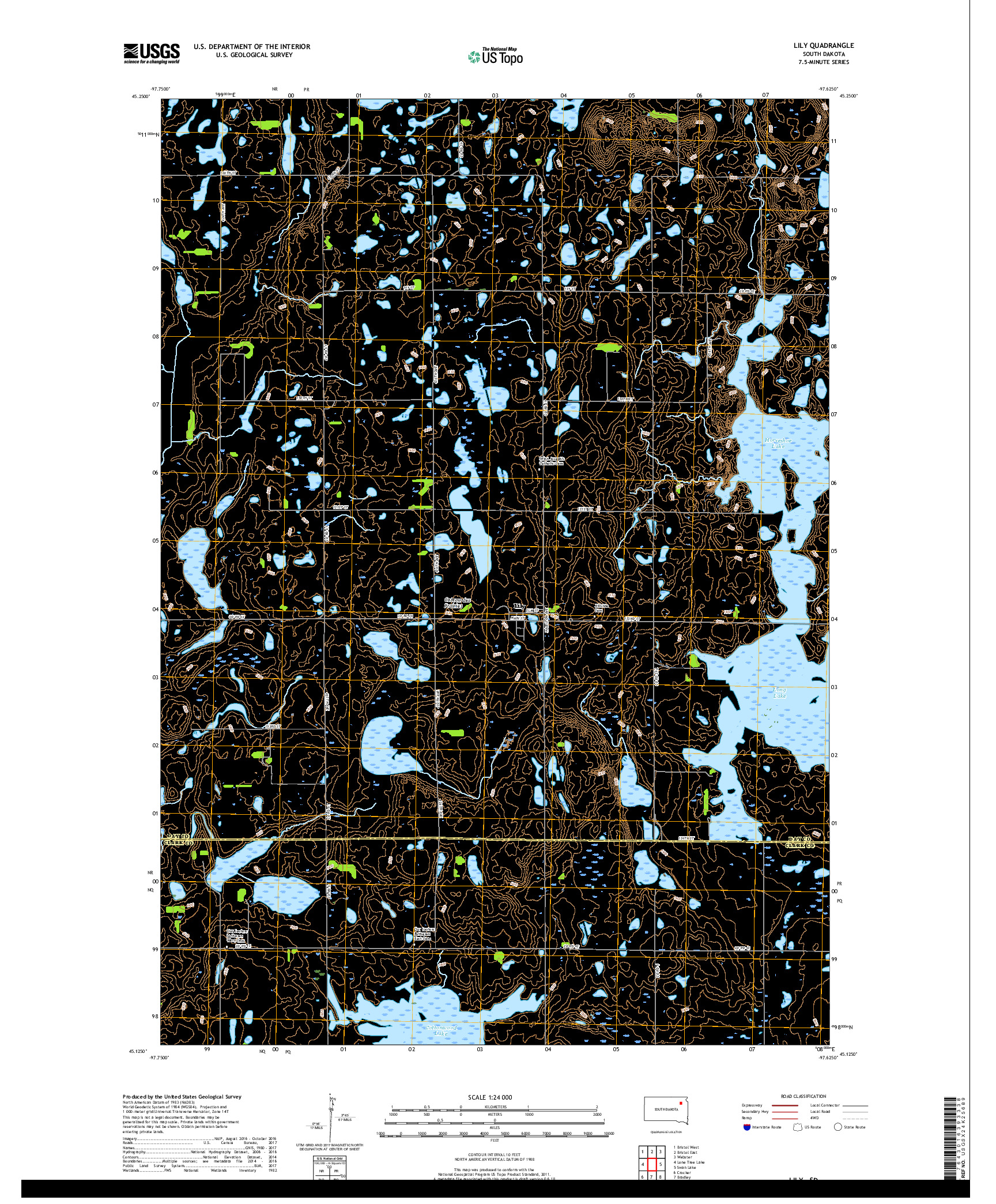 USGS US TOPO 7.5-MINUTE MAP FOR LILY, SD 2017