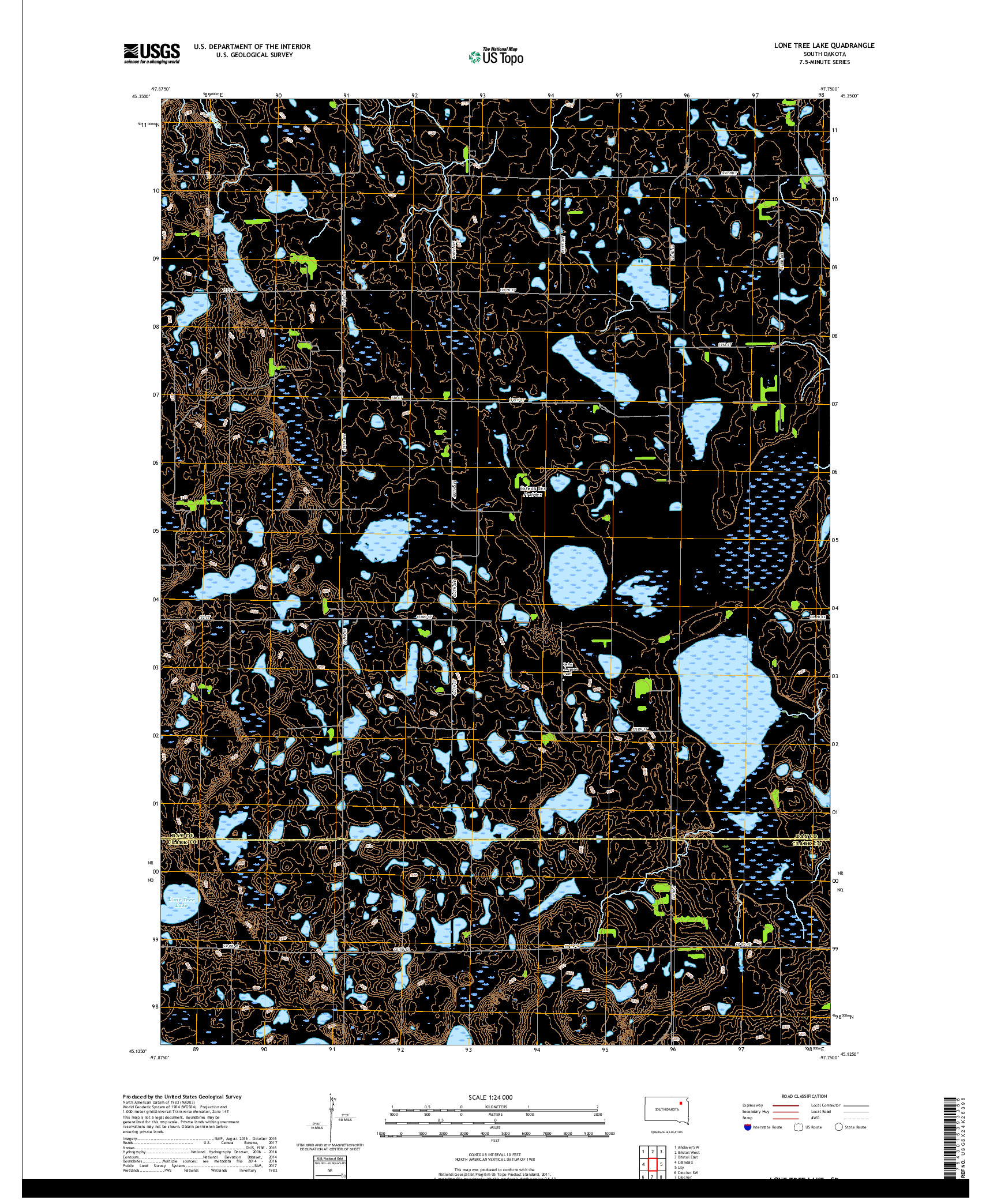 USGS US TOPO 7.5-MINUTE MAP FOR LONE TREE LAKE, SD 2017