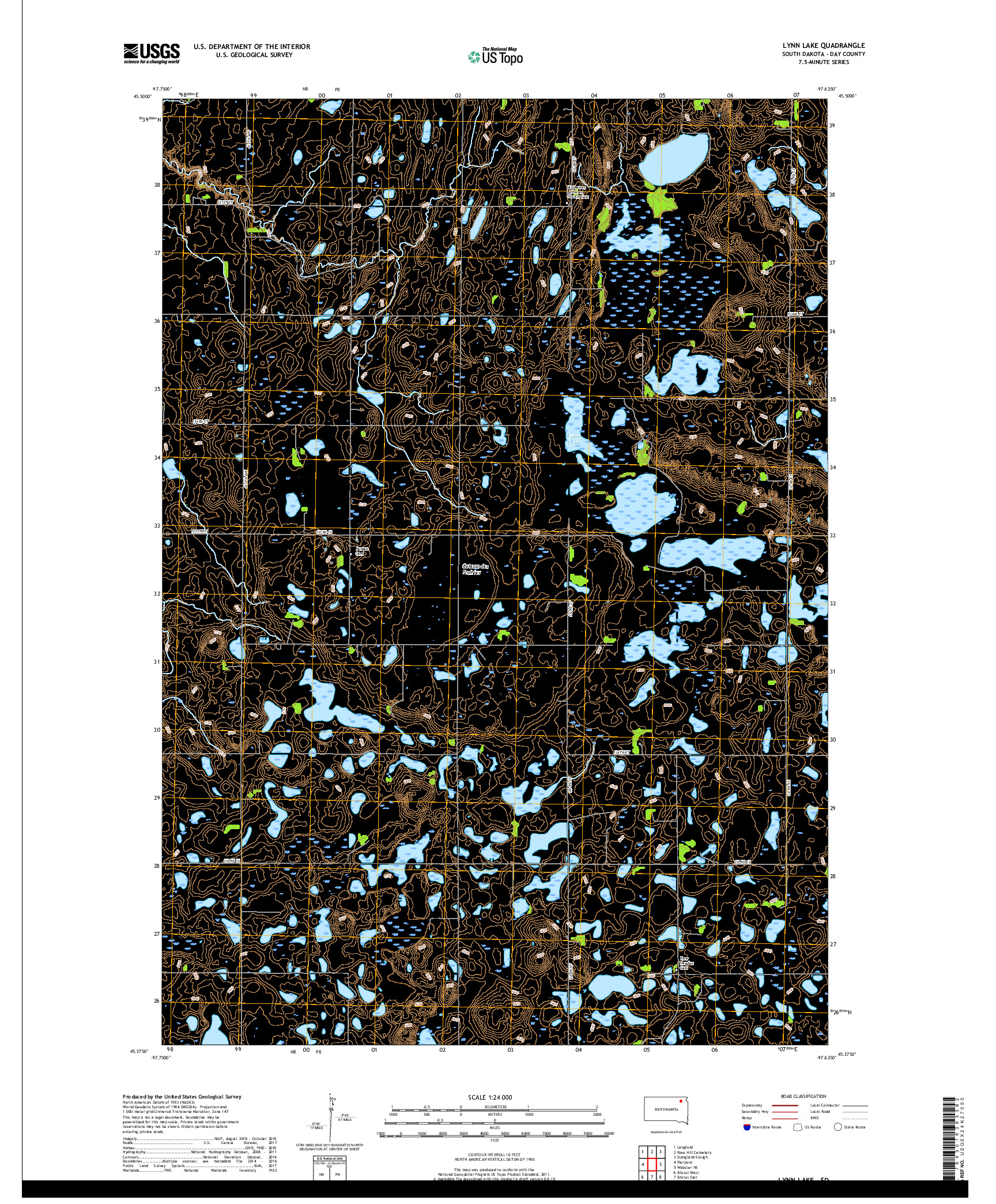 USGS US TOPO 7.5-MINUTE MAP FOR LYNN LAKE, SD 2017