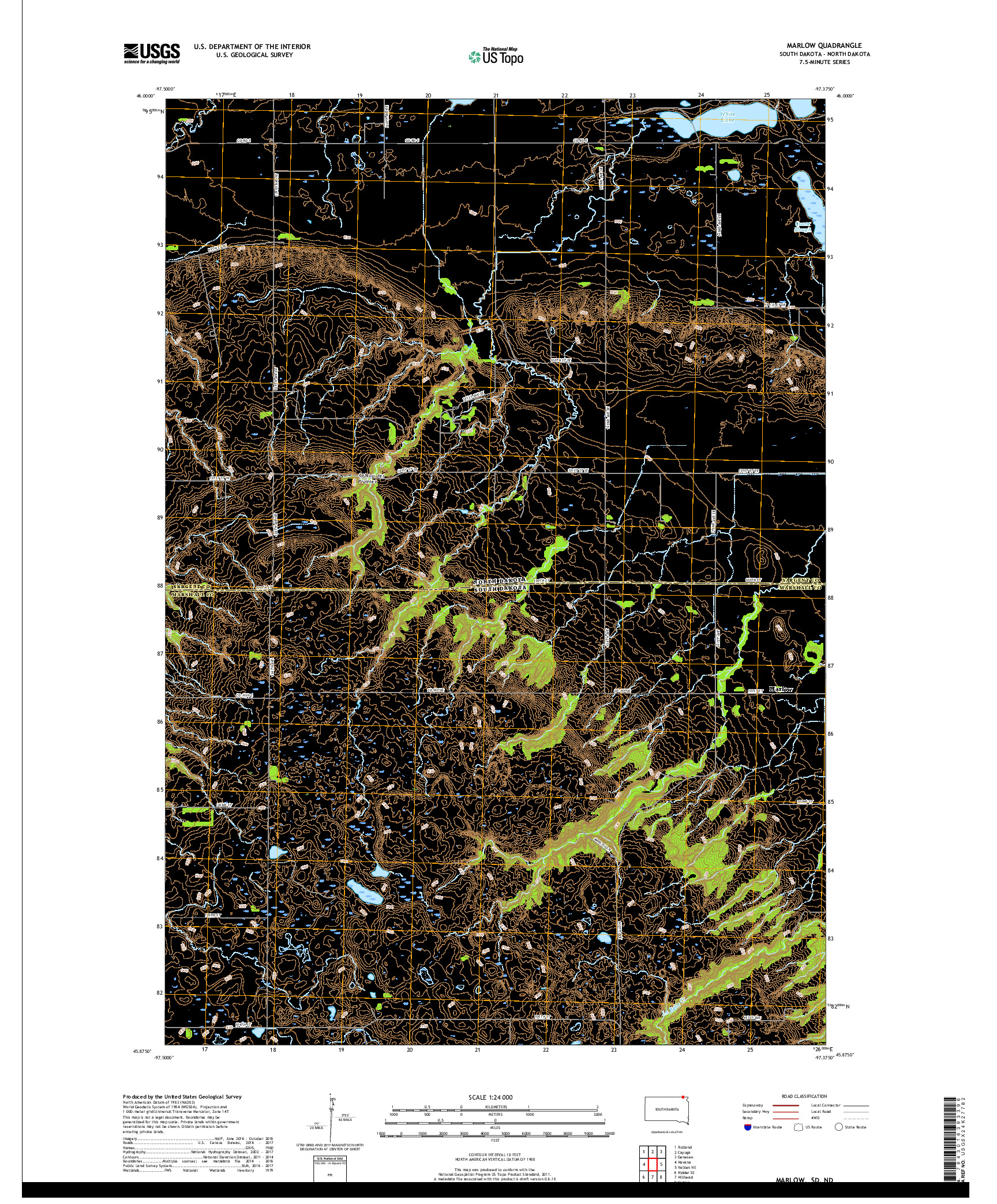 USGS US TOPO 7.5-MINUTE MAP FOR MARLOW, SD,ND 2017