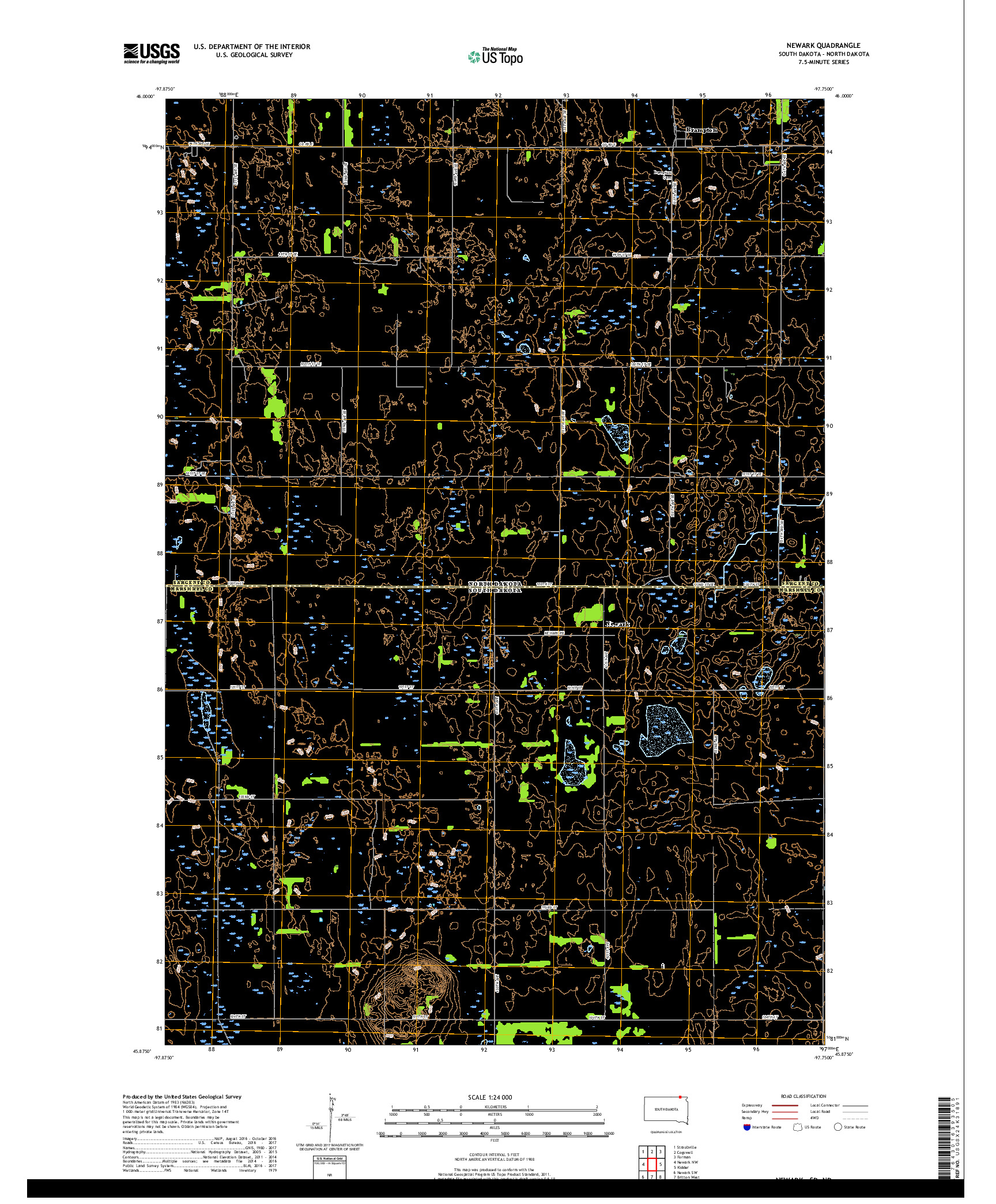 USGS US TOPO 7.5-MINUTE MAP FOR NEWARK, SD,ND 2017