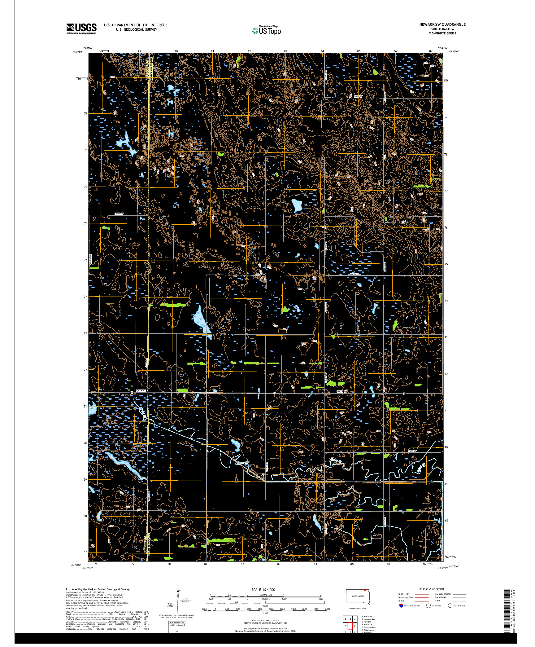 USGS US TOPO 7.5-MINUTE MAP FOR NEWARK SW, SD 2017