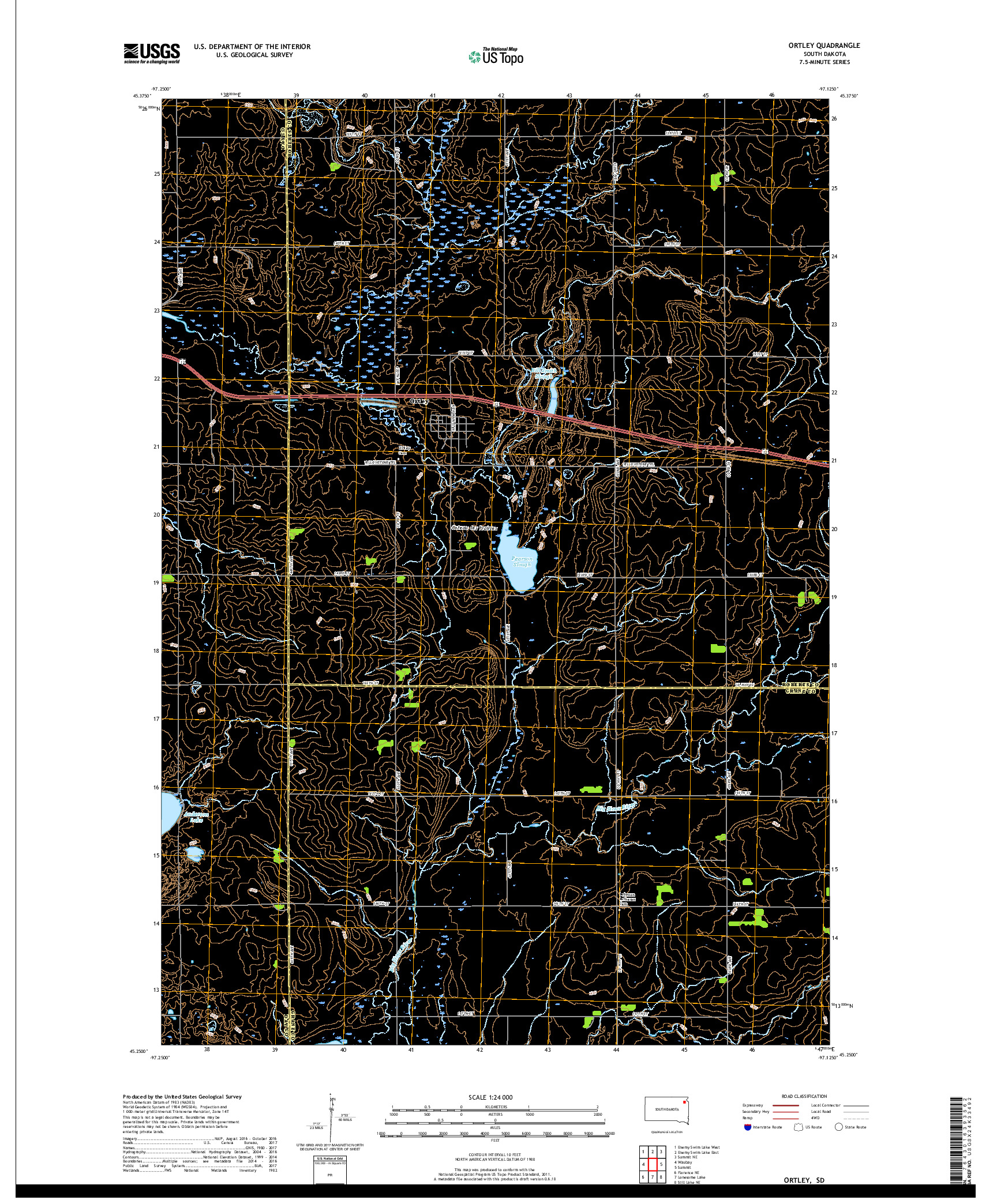 USGS US TOPO 7.5-MINUTE MAP FOR ORTLEY, SD 2017