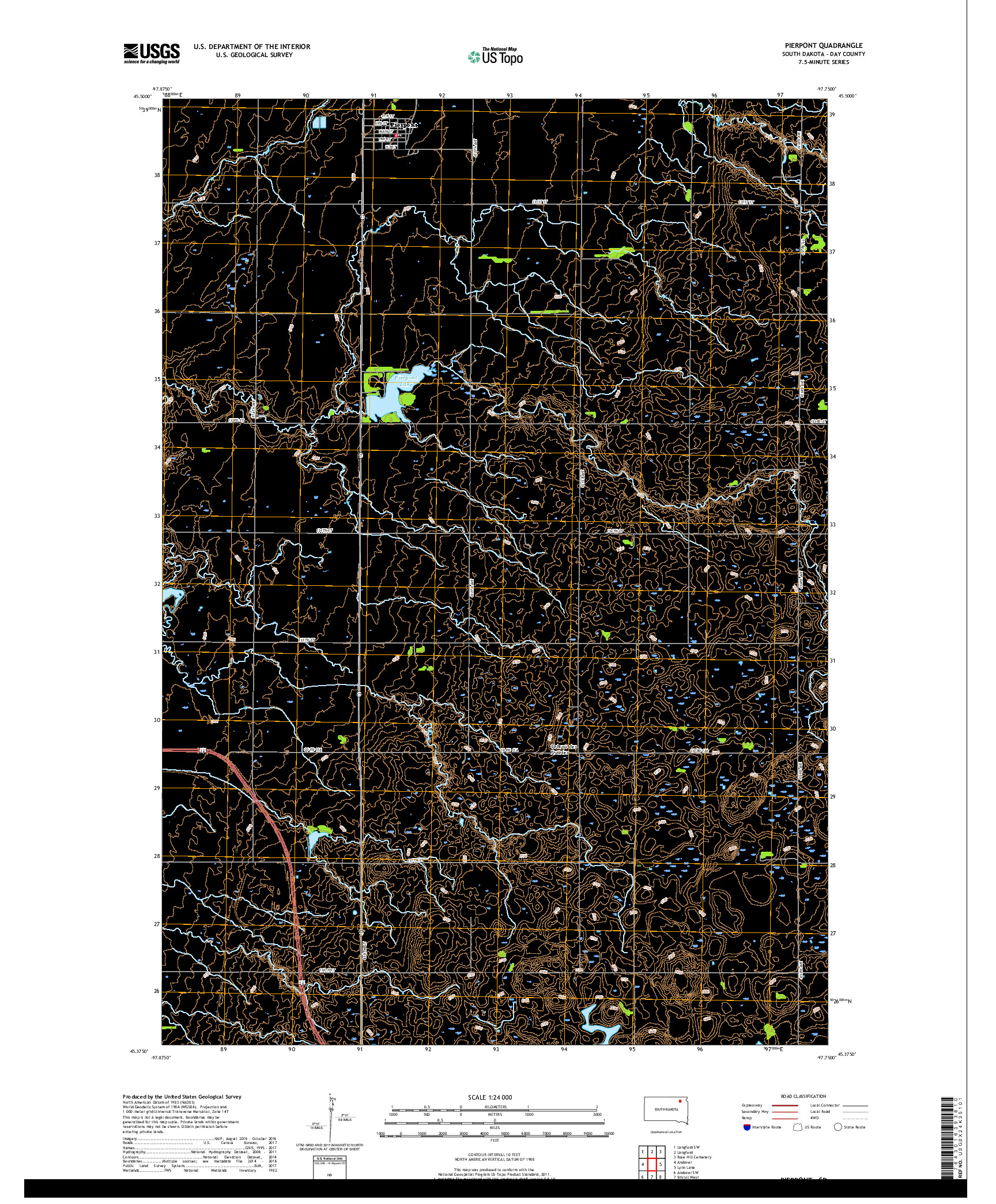 USGS US TOPO 7.5-MINUTE MAP FOR PIERPONT, SD 2017