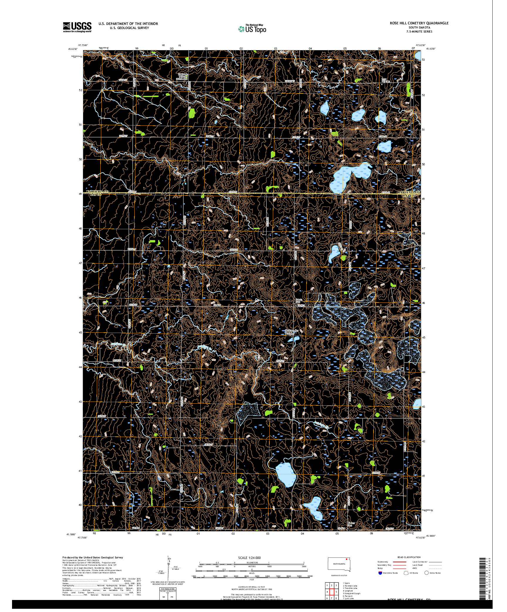 USGS US TOPO 7.5-MINUTE MAP FOR ROSE HILL CEMETERY, SD 2017