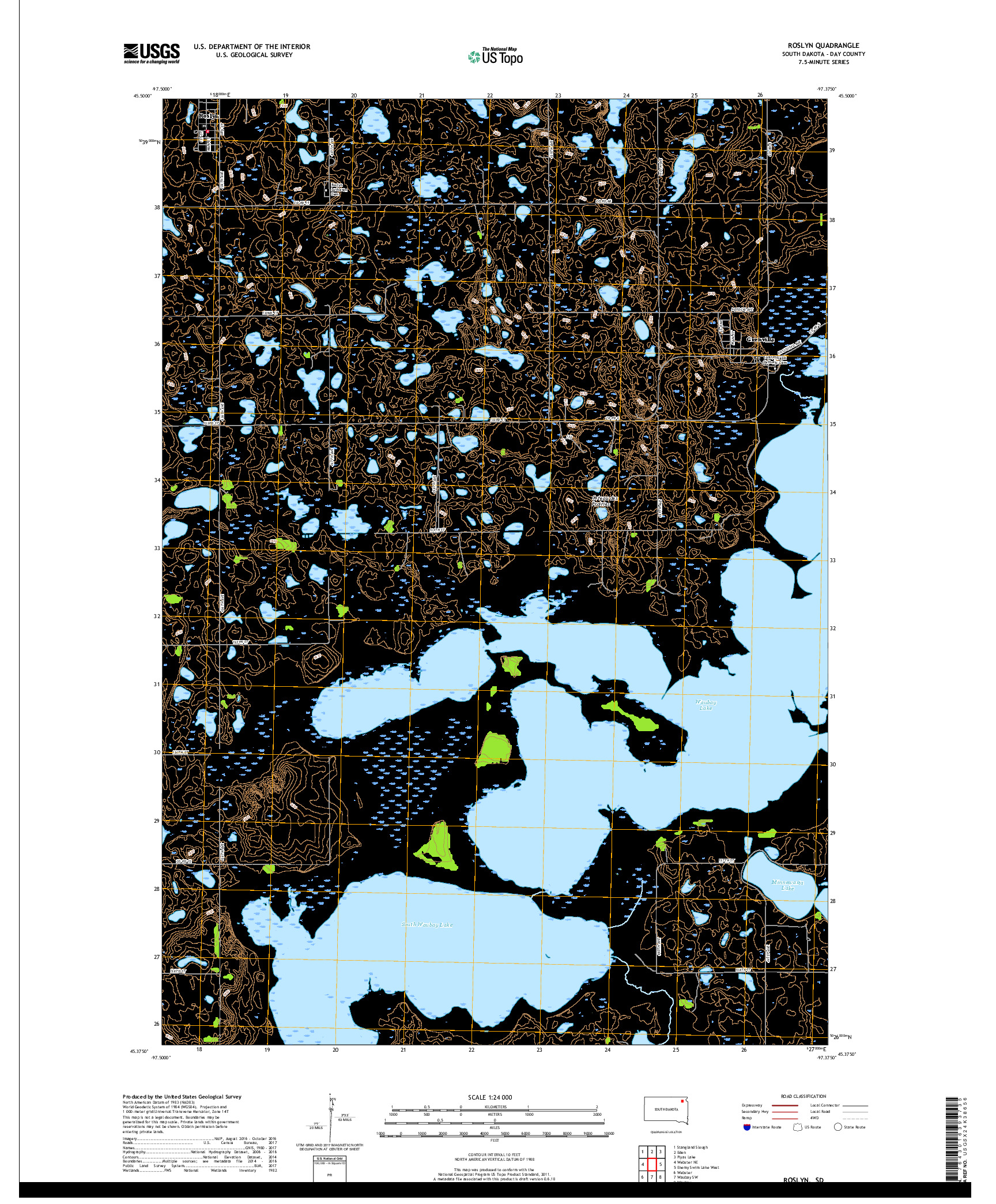 USGS US TOPO 7.5-MINUTE MAP FOR ROSLYN, SD 2017