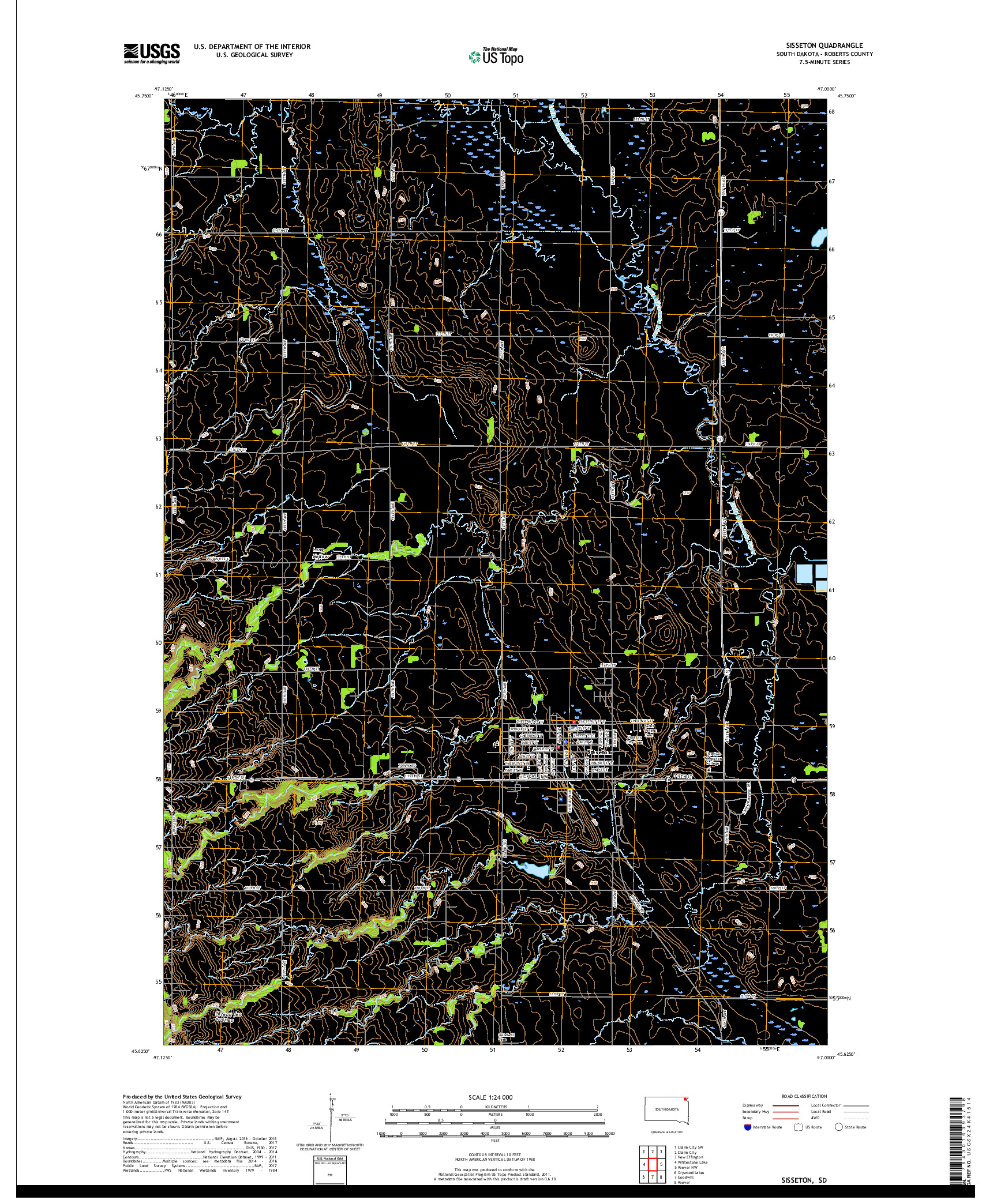 USGS US TOPO 7.5-MINUTE MAP FOR SISSETON, SD 2017
