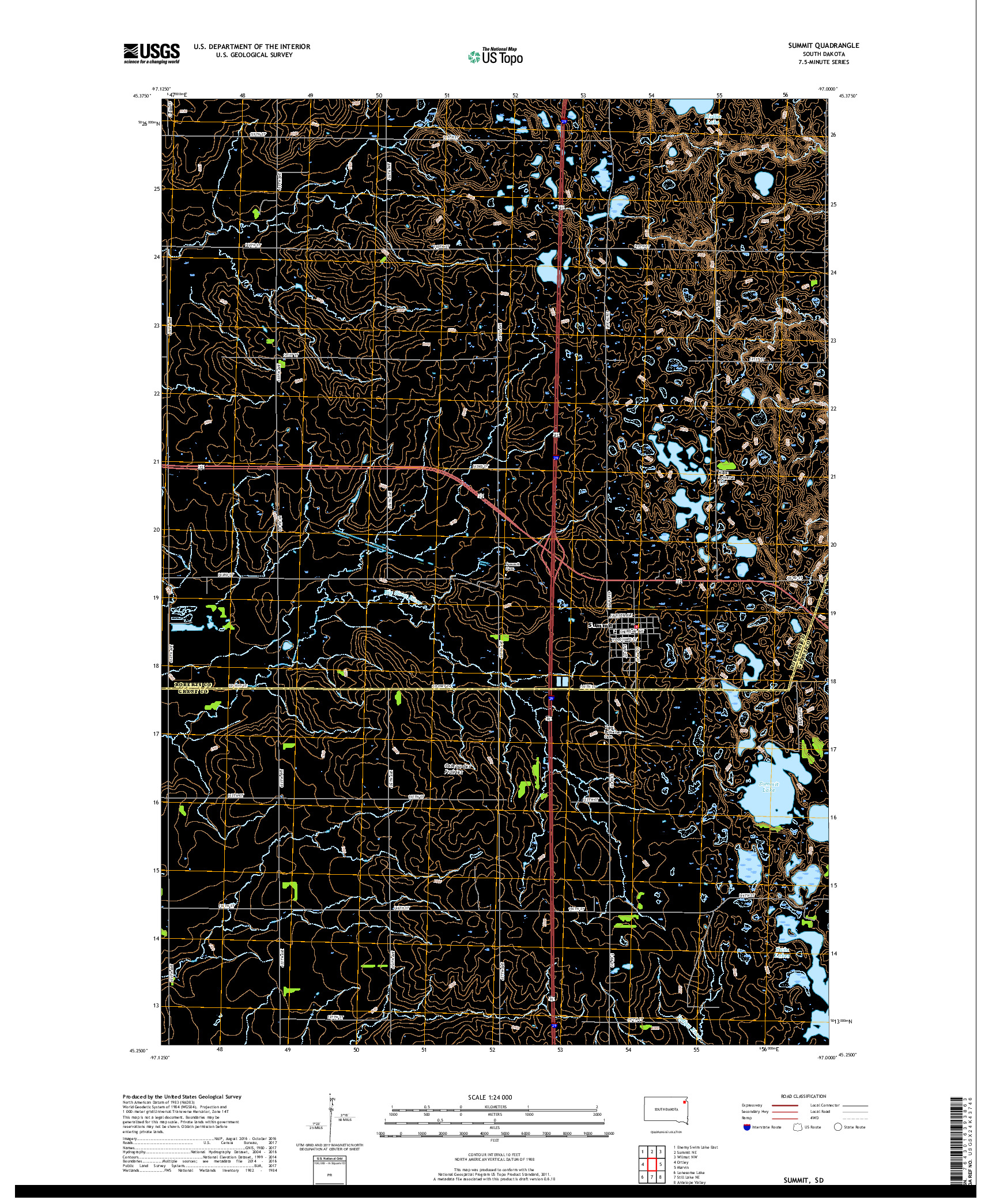 USGS US TOPO 7.5-MINUTE MAP FOR SUMMIT, SD 2017