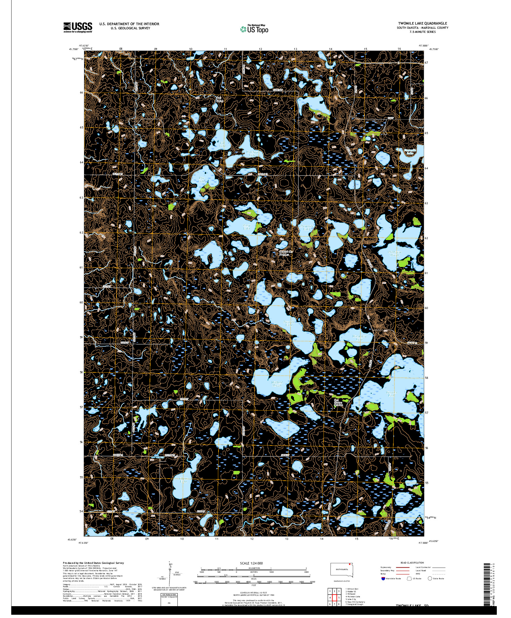 USGS US TOPO 7.5-MINUTE MAP FOR TWOMILE LAKE, SD 2017