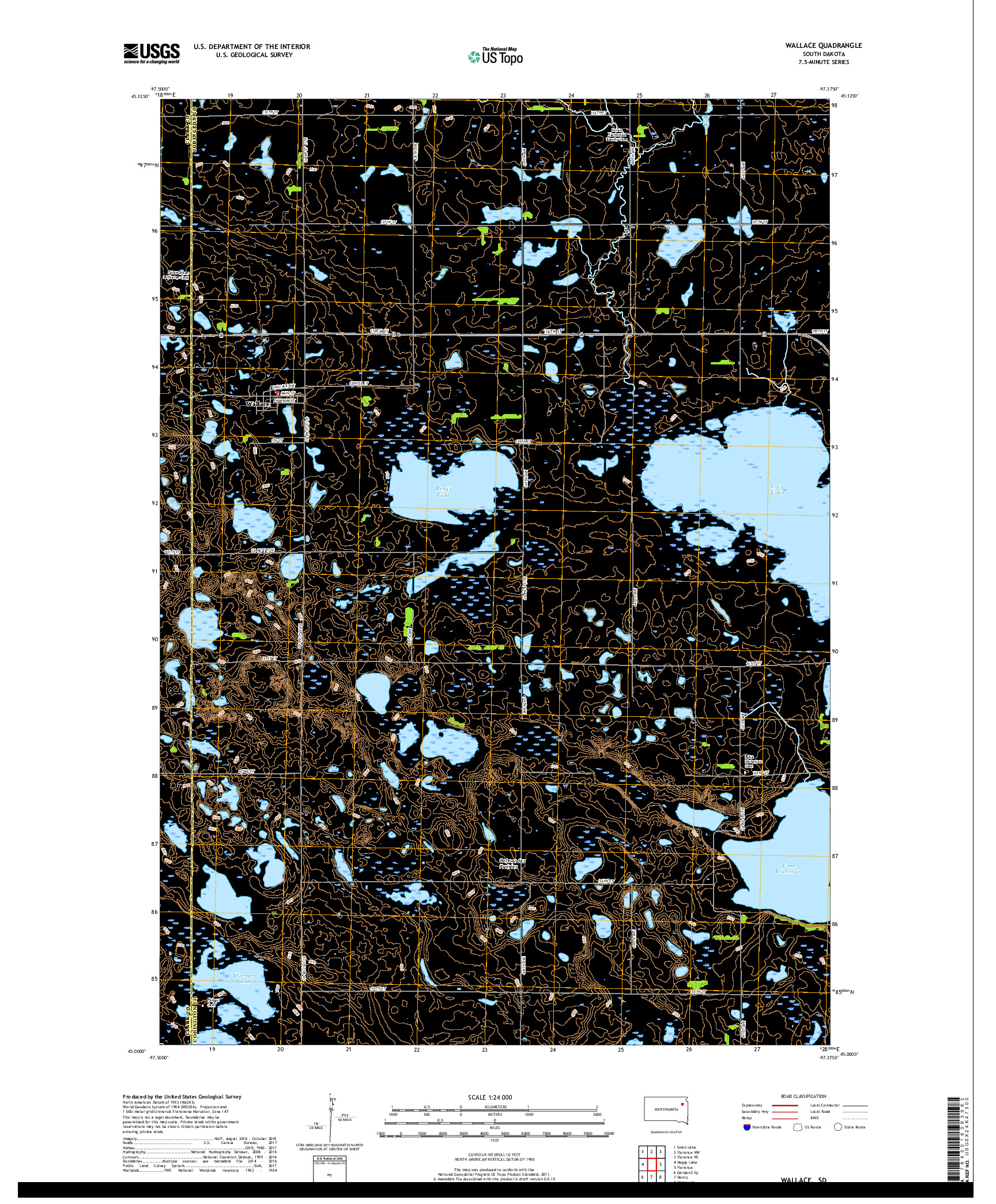 USGS US TOPO 7.5-MINUTE MAP FOR WALLACE, SD 2017