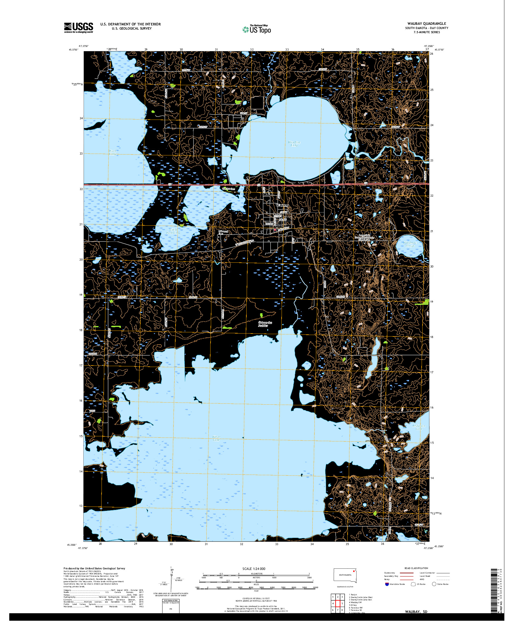 USGS US TOPO 7.5-MINUTE MAP FOR WAUBAY, SD 2017