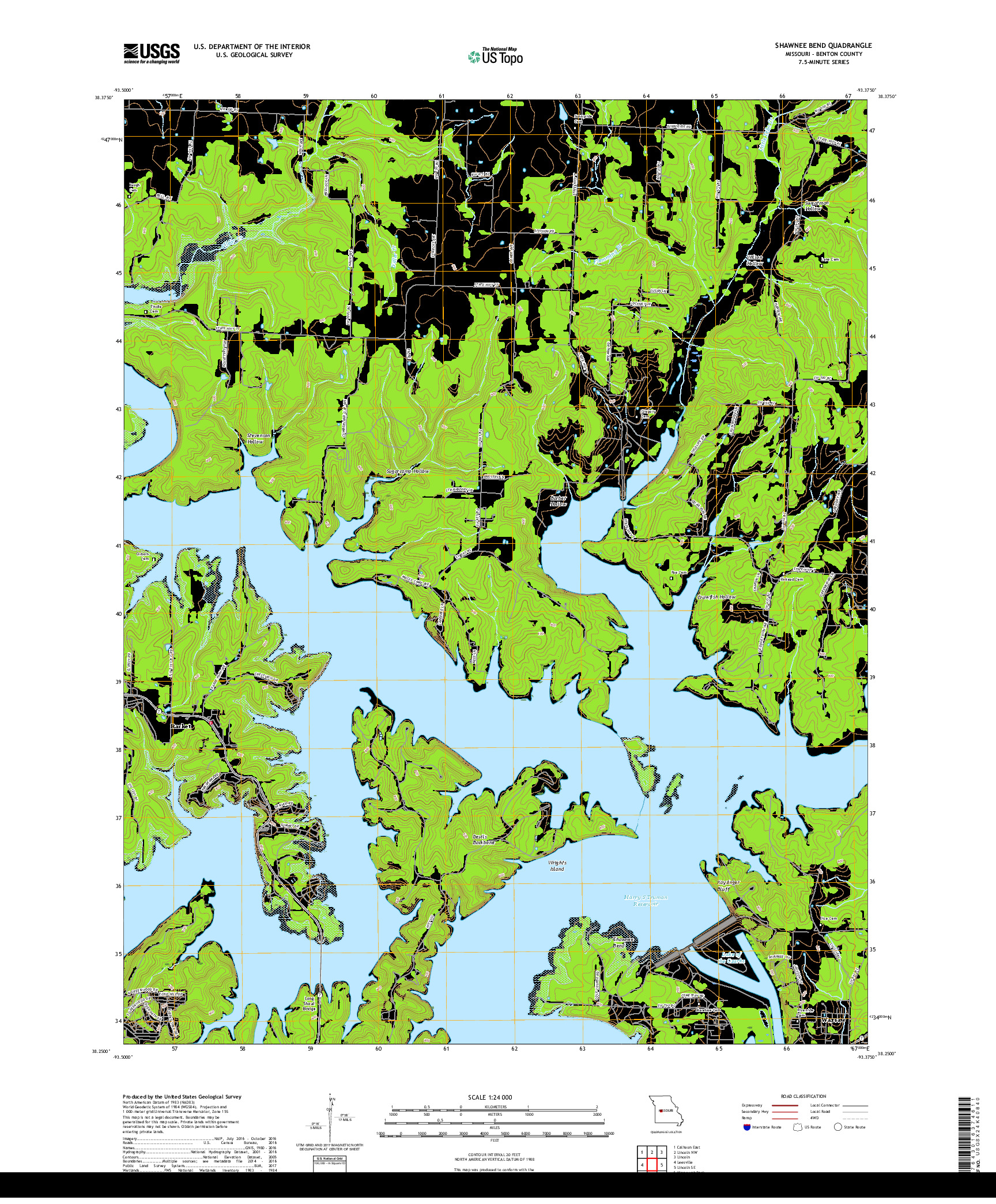 USGS US TOPO 7.5-MINUTE MAP FOR SHAWNEE BEND, MO 2017