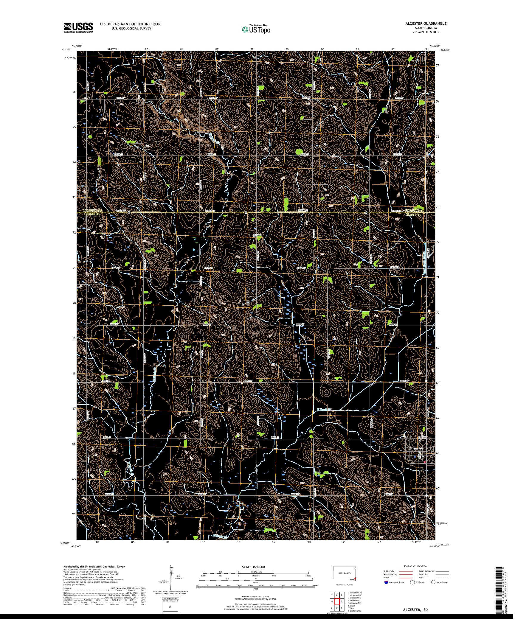 USGS US TOPO 7.5-MINUTE MAP FOR ALCESTER, SD 2017