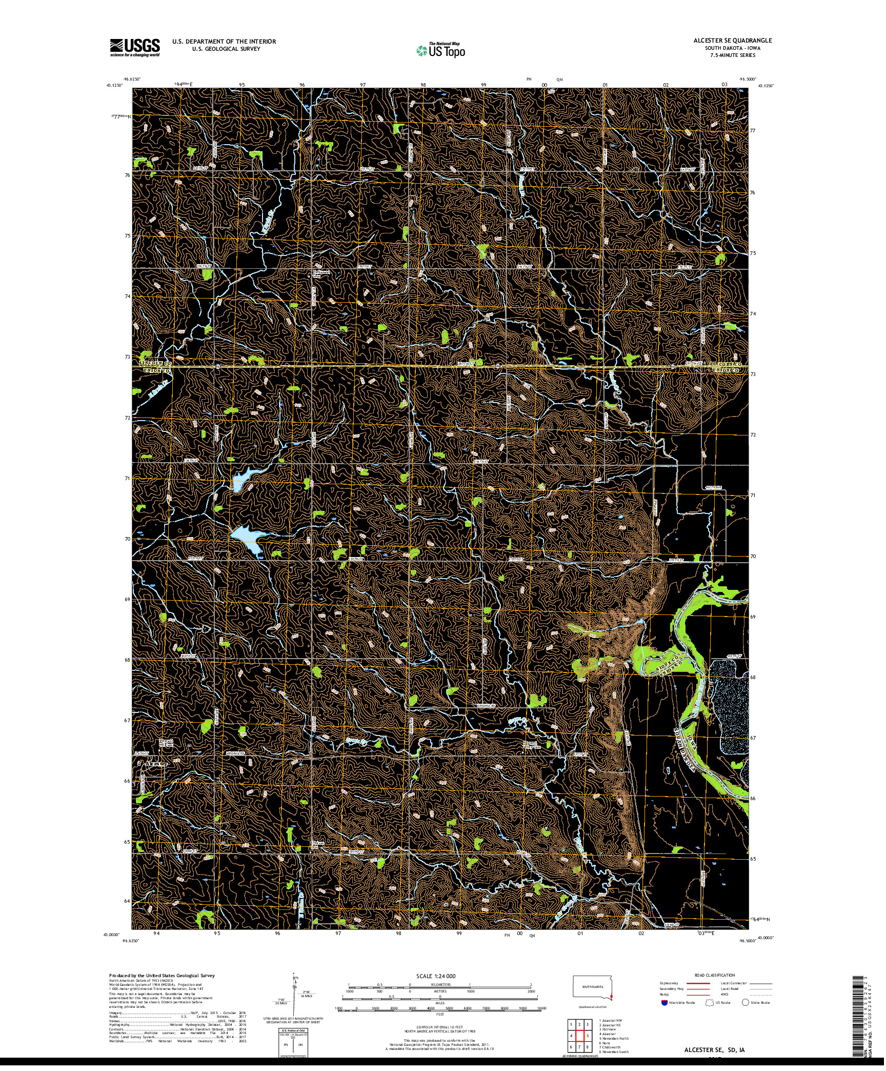 USGS US TOPO 7.5-MINUTE MAP FOR ALCESTER SE, SD,IA 2017