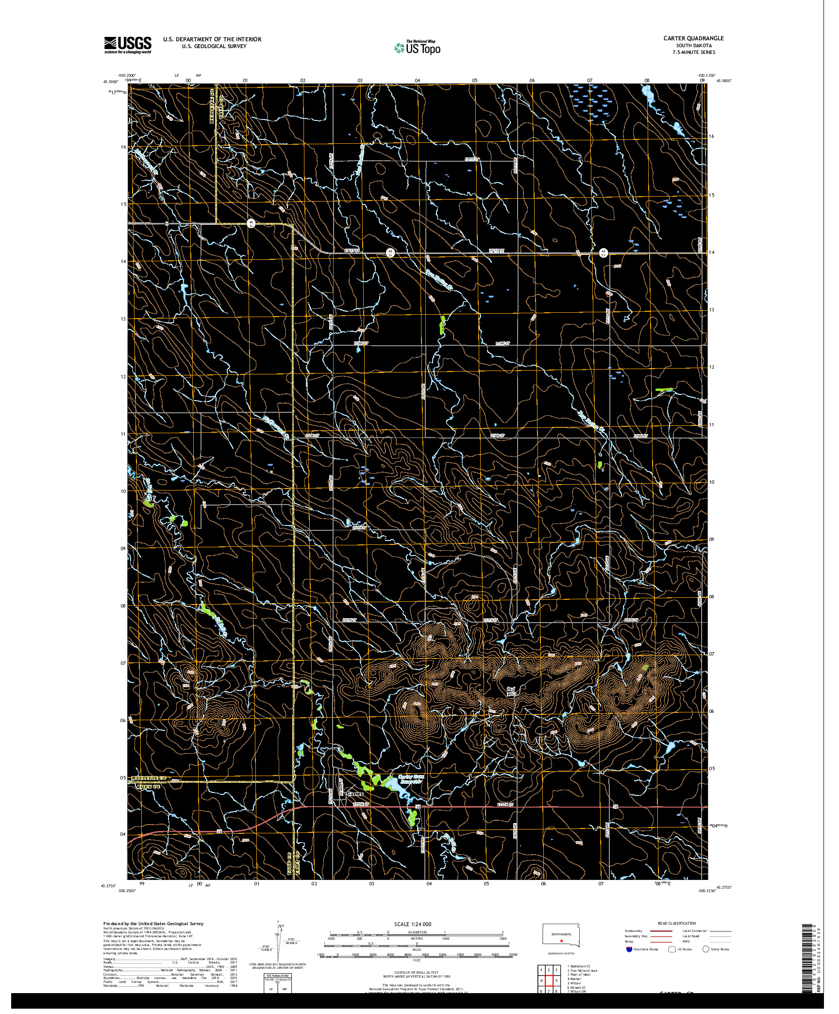 USGS US TOPO 7.5-MINUTE MAP FOR CARTER, SD 2017