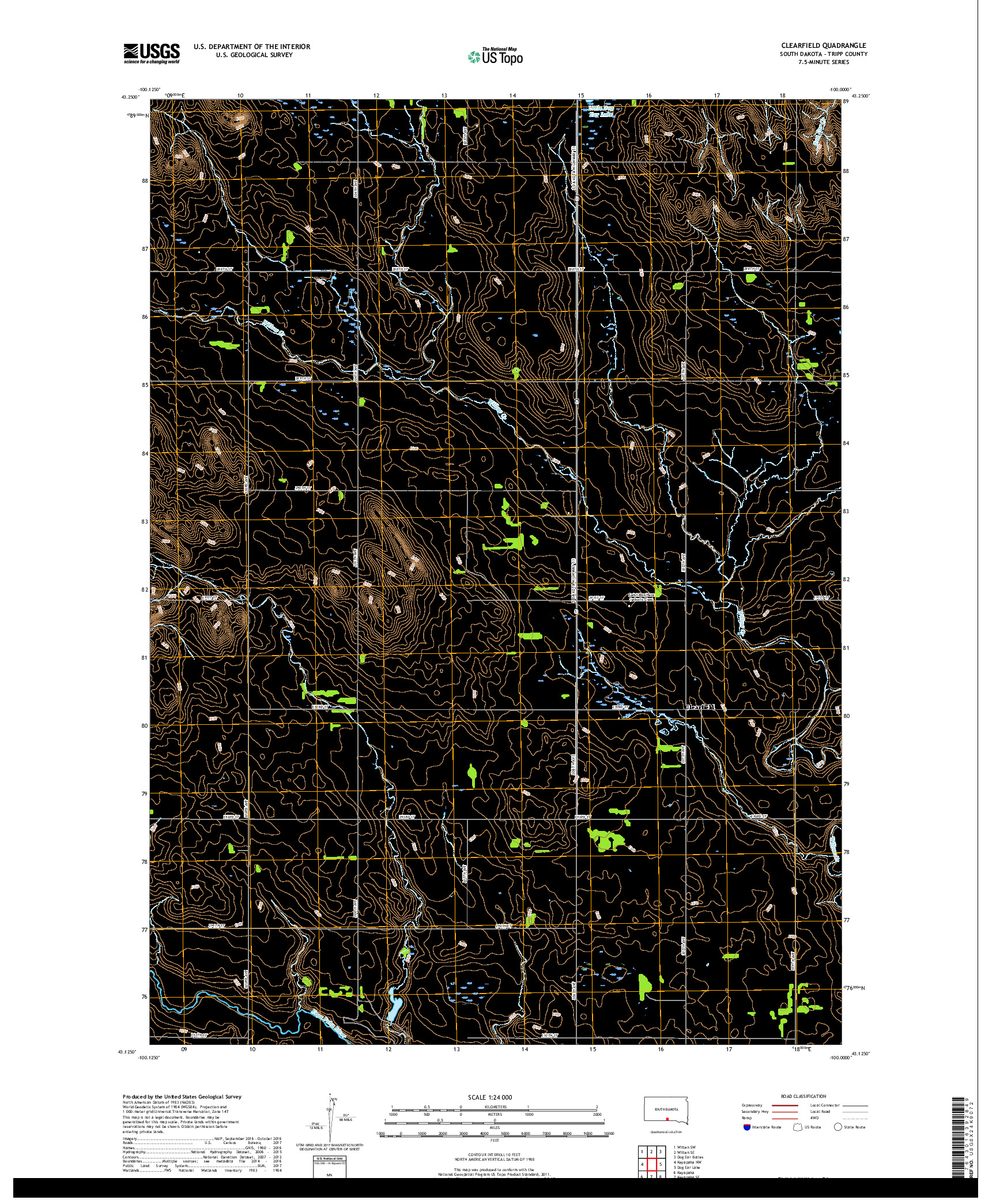 USGS US TOPO 7.5-MINUTE MAP FOR CLEARFIELD, SD 2017