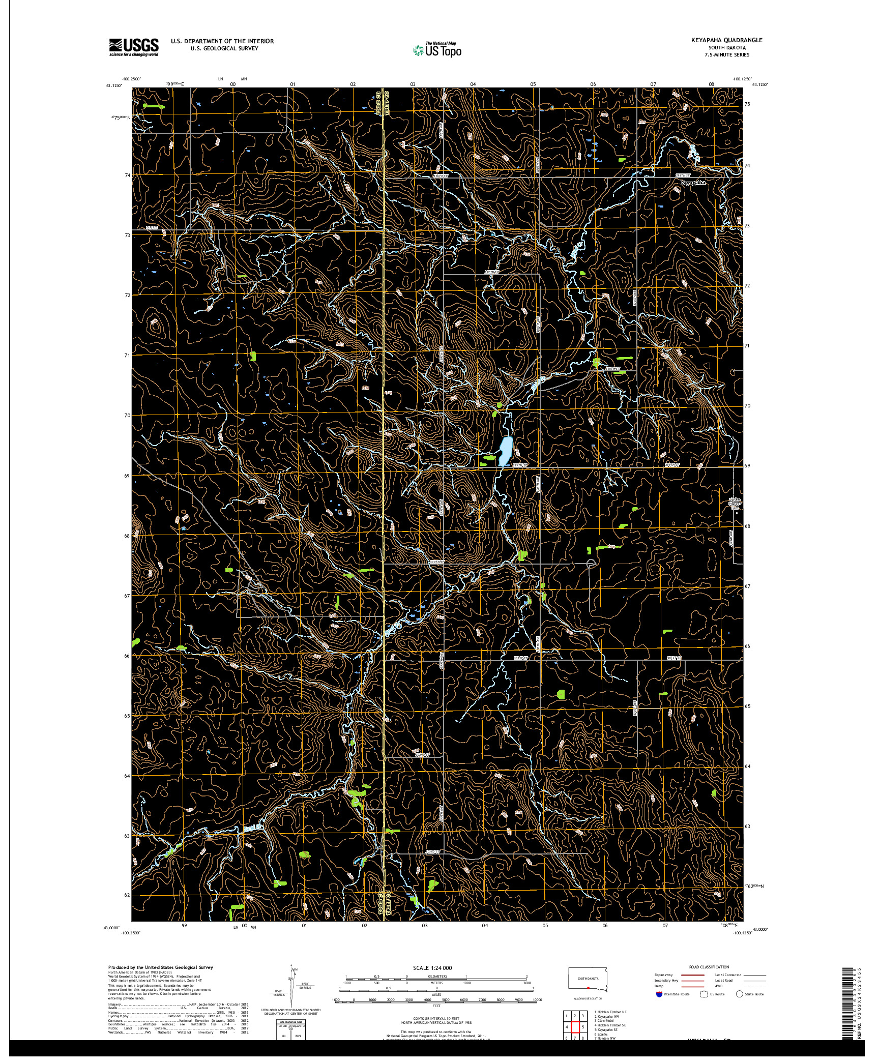 USGS US TOPO 7.5-MINUTE MAP FOR KEYAPAHA, SD 2017