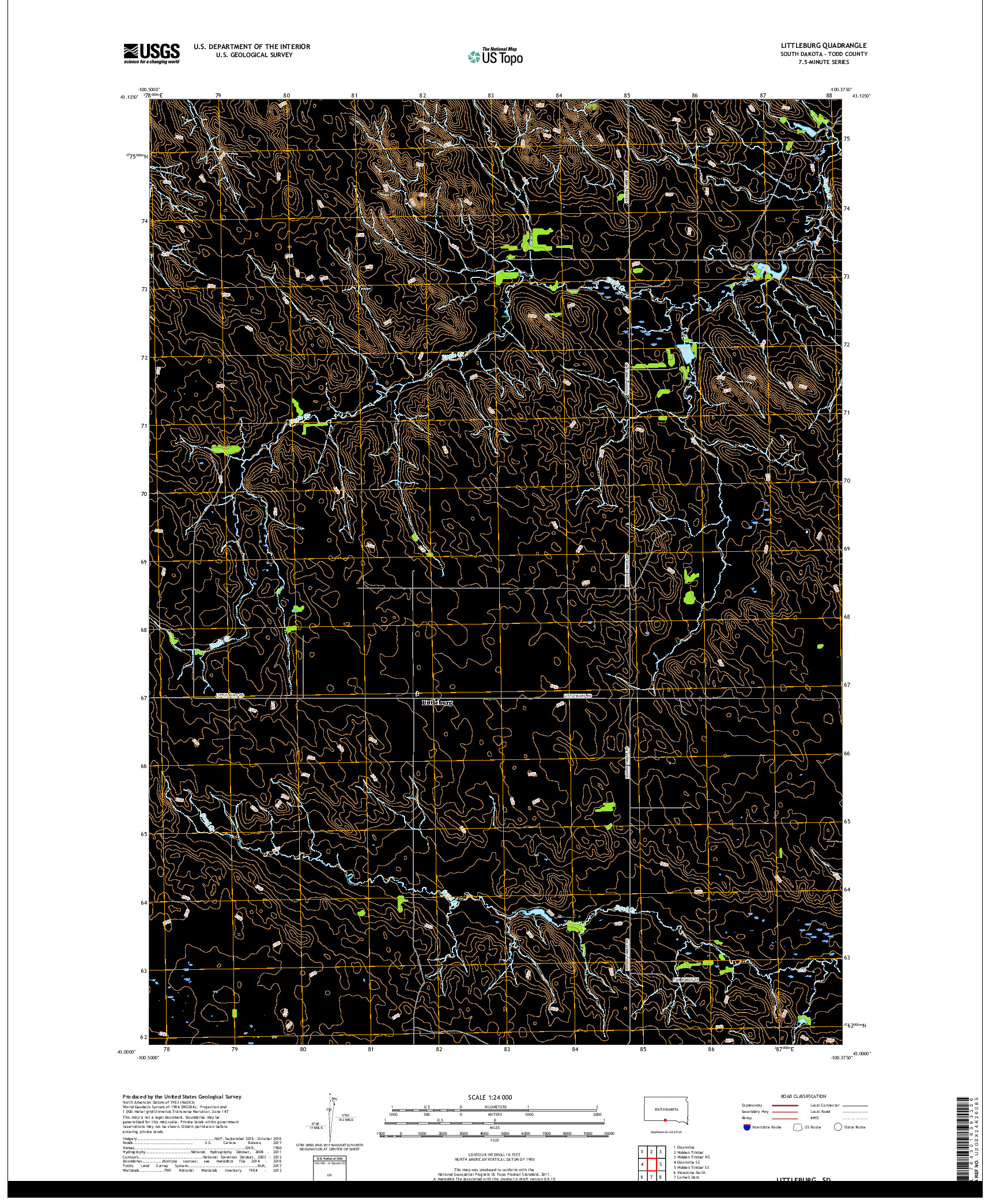 USGS US TOPO 7.5-MINUTE MAP FOR LITTLEBURG, SD 2017