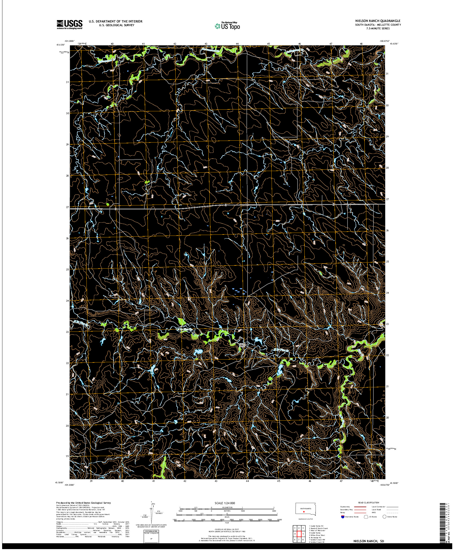 USGS US TOPO 7.5-MINUTE MAP FOR NIELSON RANCH, SD 2017