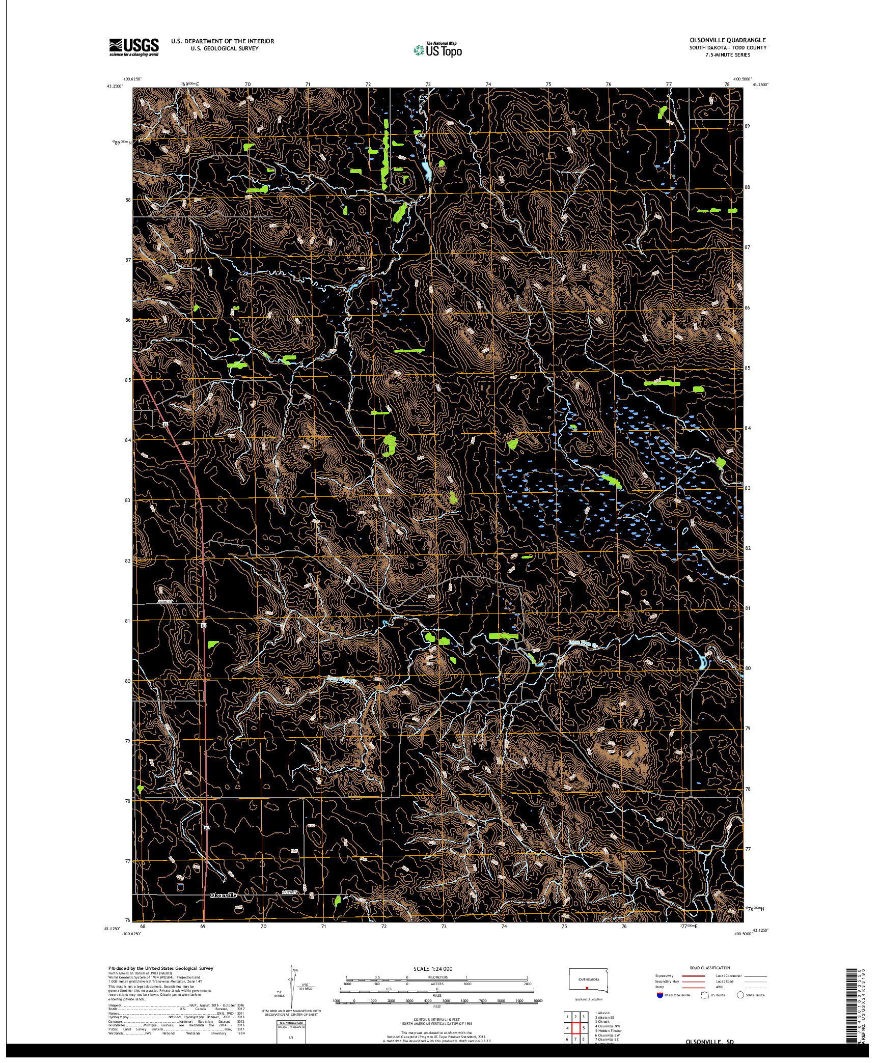 USGS US TOPO 7.5-MINUTE MAP FOR OLSONVILLE, SD 2017