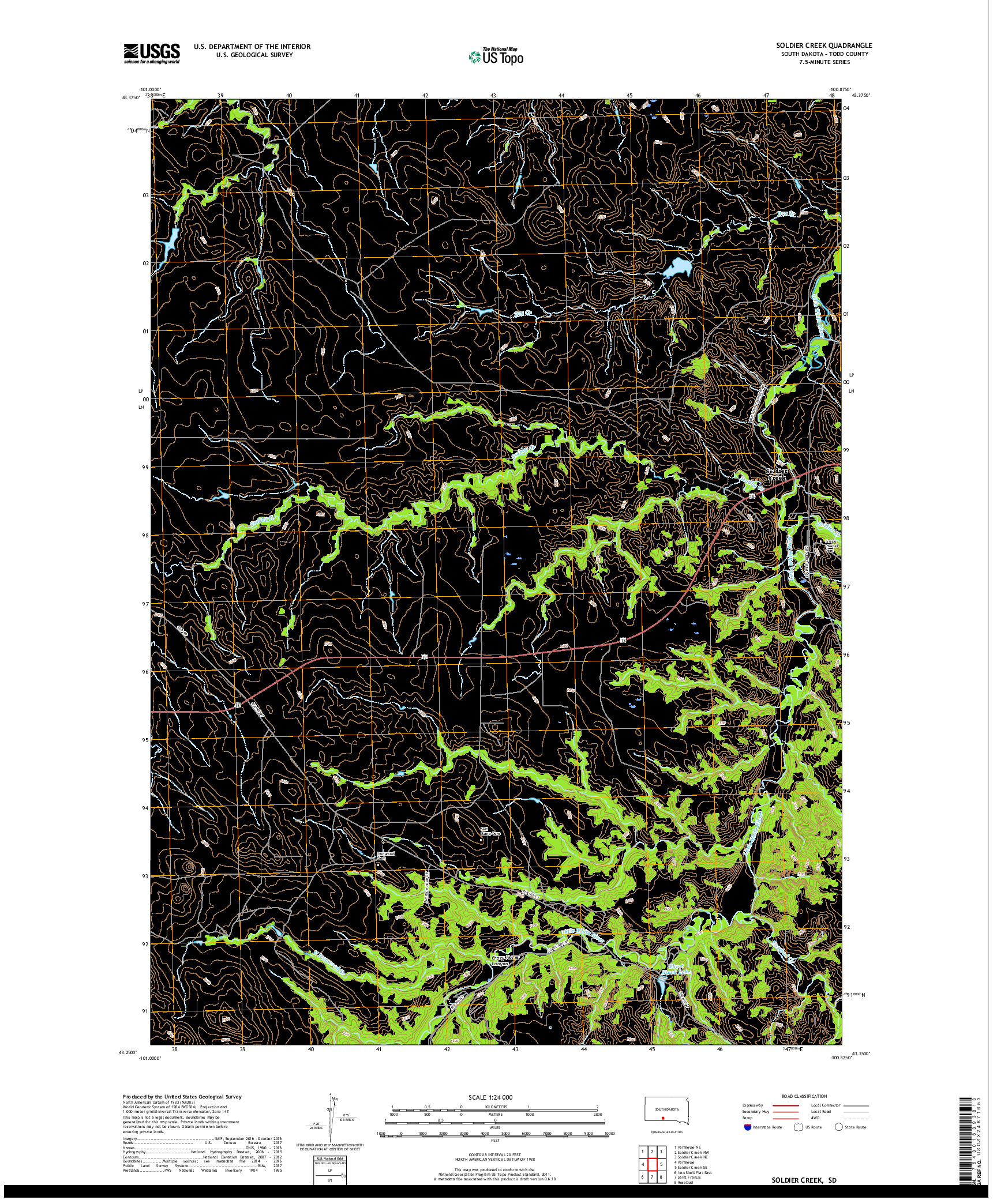 USGS US TOPO 7.5-MINUTE MAP FOR SOLDIER CREEK, SD 2017