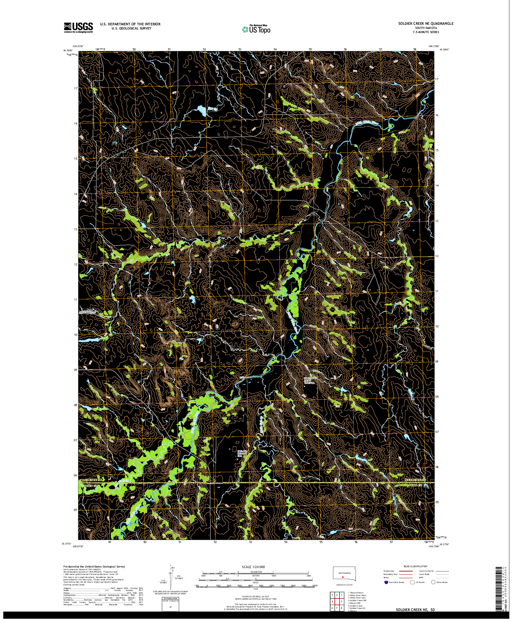 USGS US TOPO 7.5-MINUTE MAP FOR SOLDIER CREEK NE, SD 2017