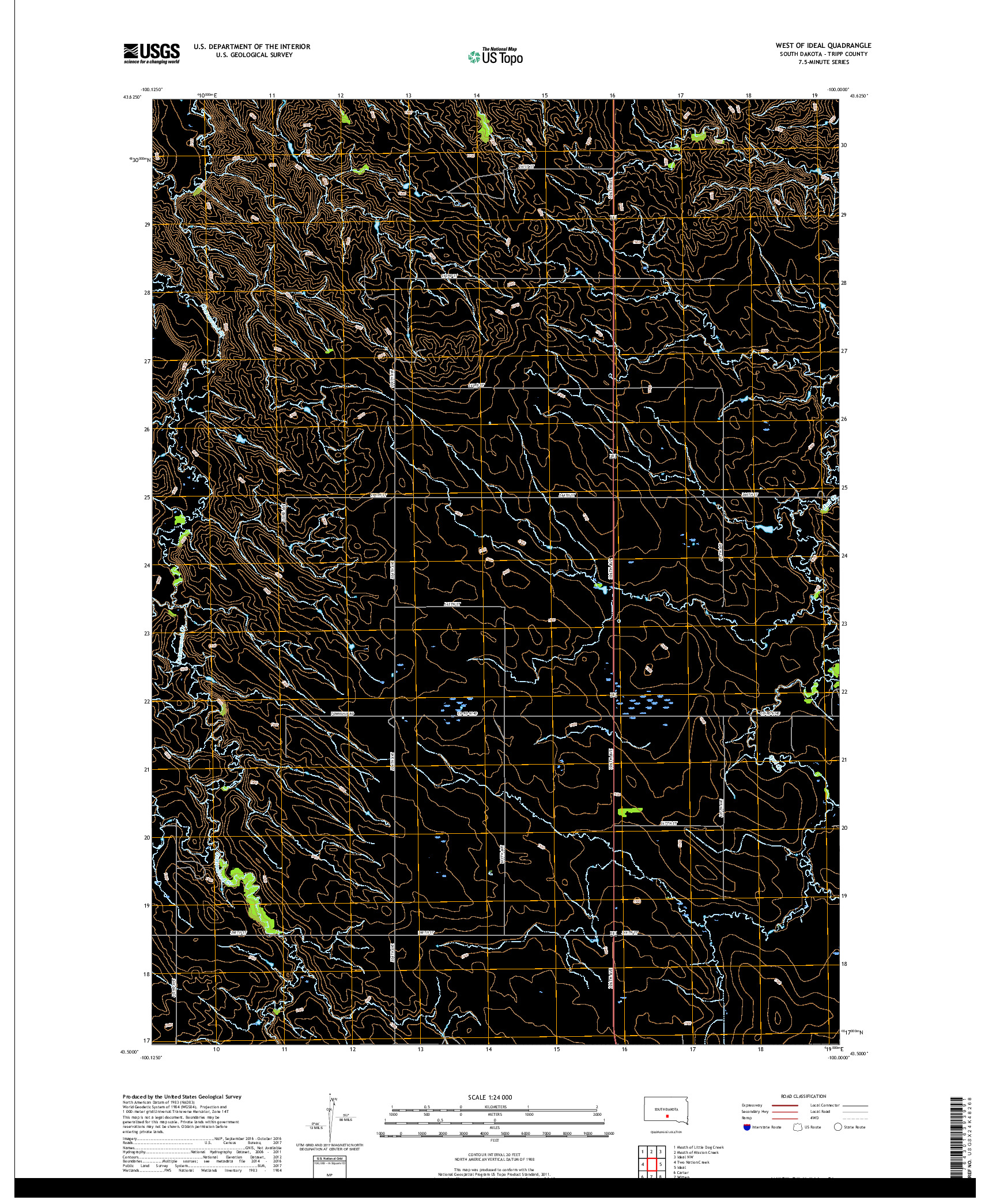 USGS US TOPO 7.5-MINUTE MAP FOR WEST OF IDEAL, SD 2017