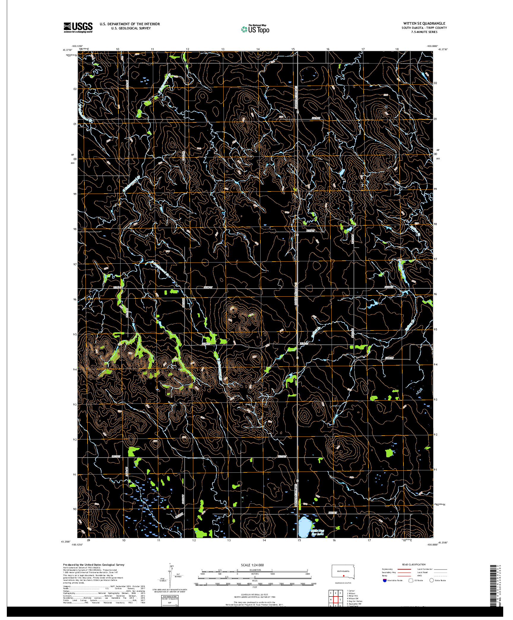 USGS US TOPO 7.5-MINUTE MAP FOR WITTEN SE, SD 2017