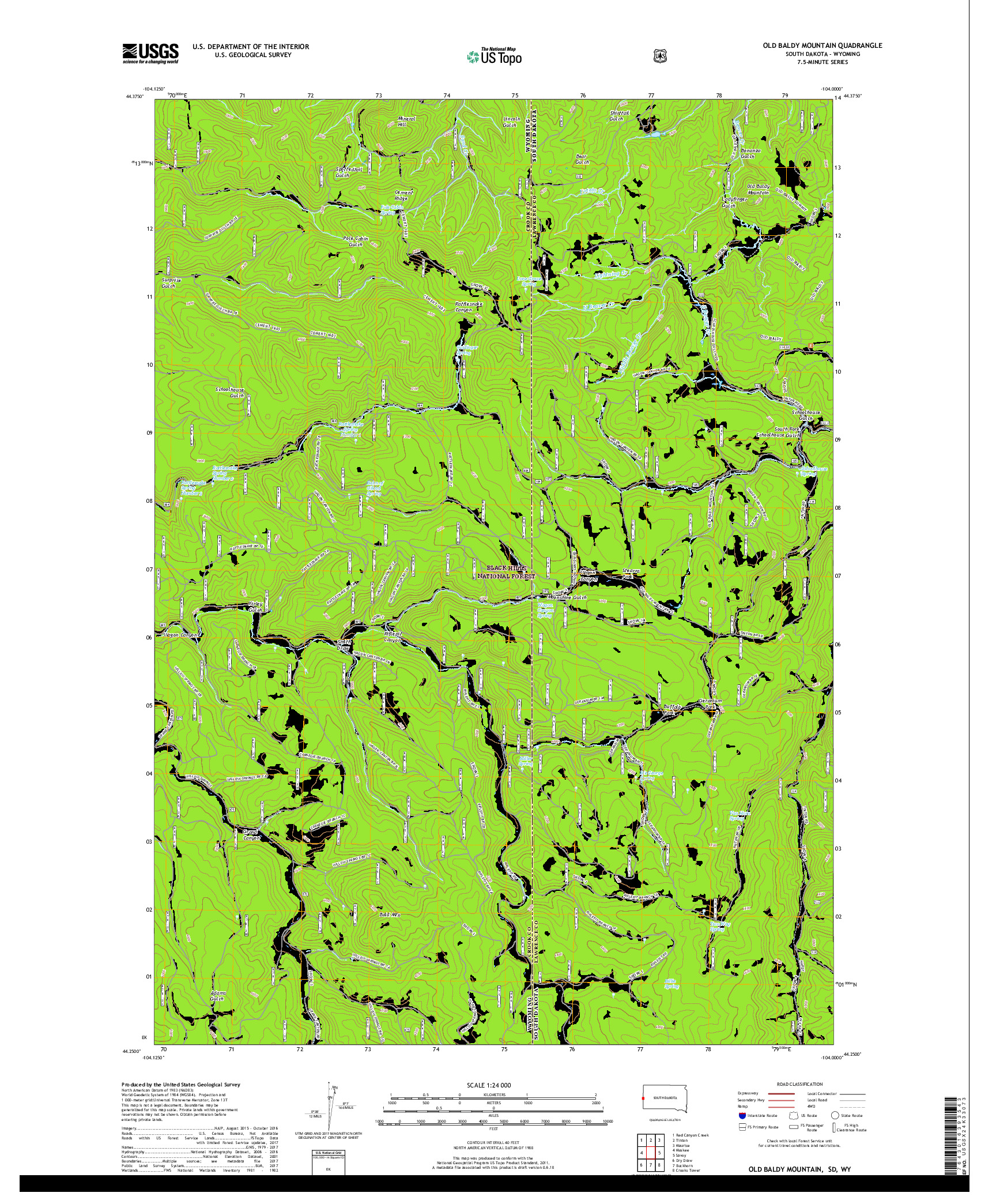 USGS US TOPO 7.5-MINUTE MAP FOR OLD BALDY MOUNTAIN, SD,WY 2017