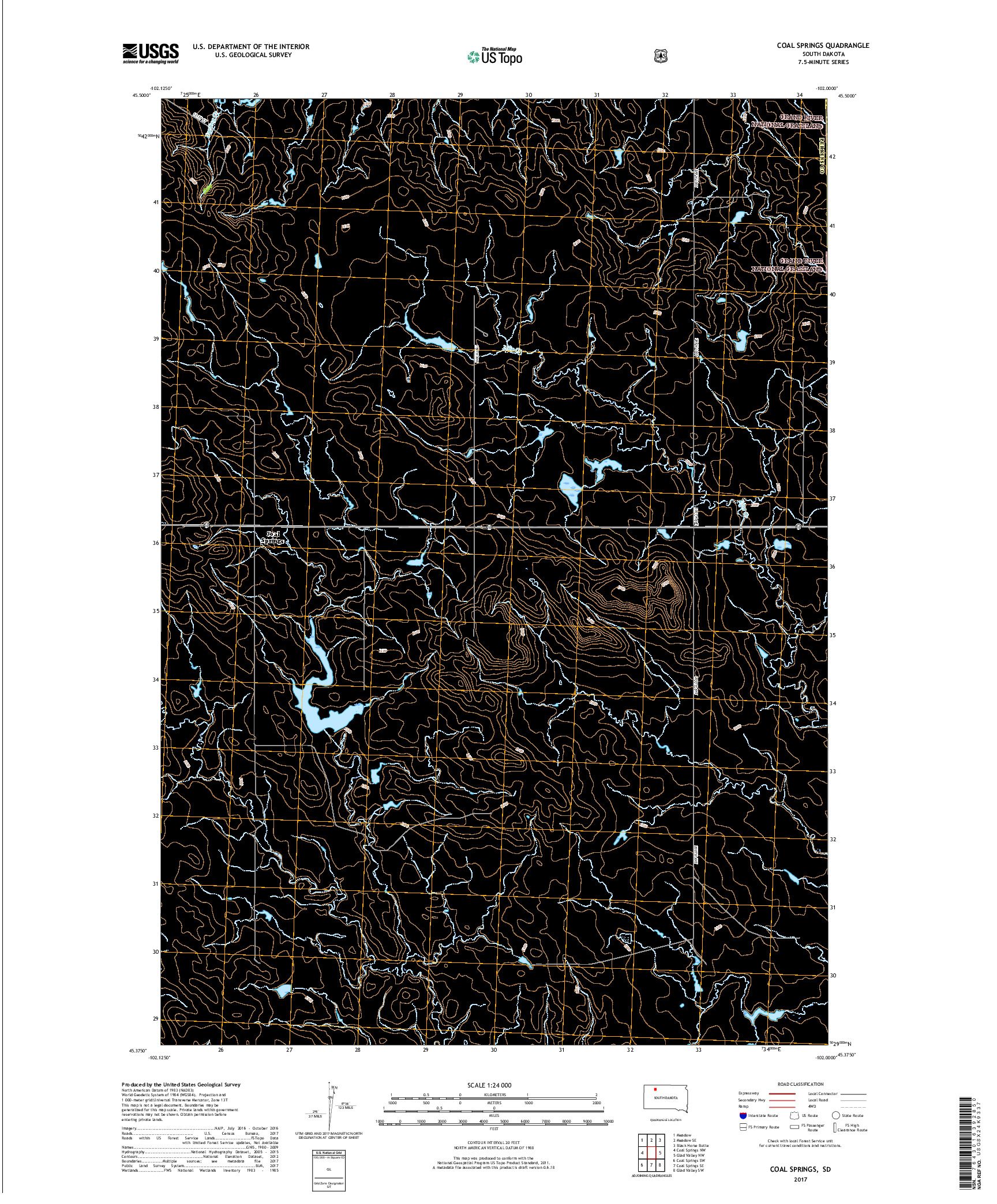 USGS US TOPO 7.5-MINUTE MAP FOR COAL SPRINGS, SD 2017
