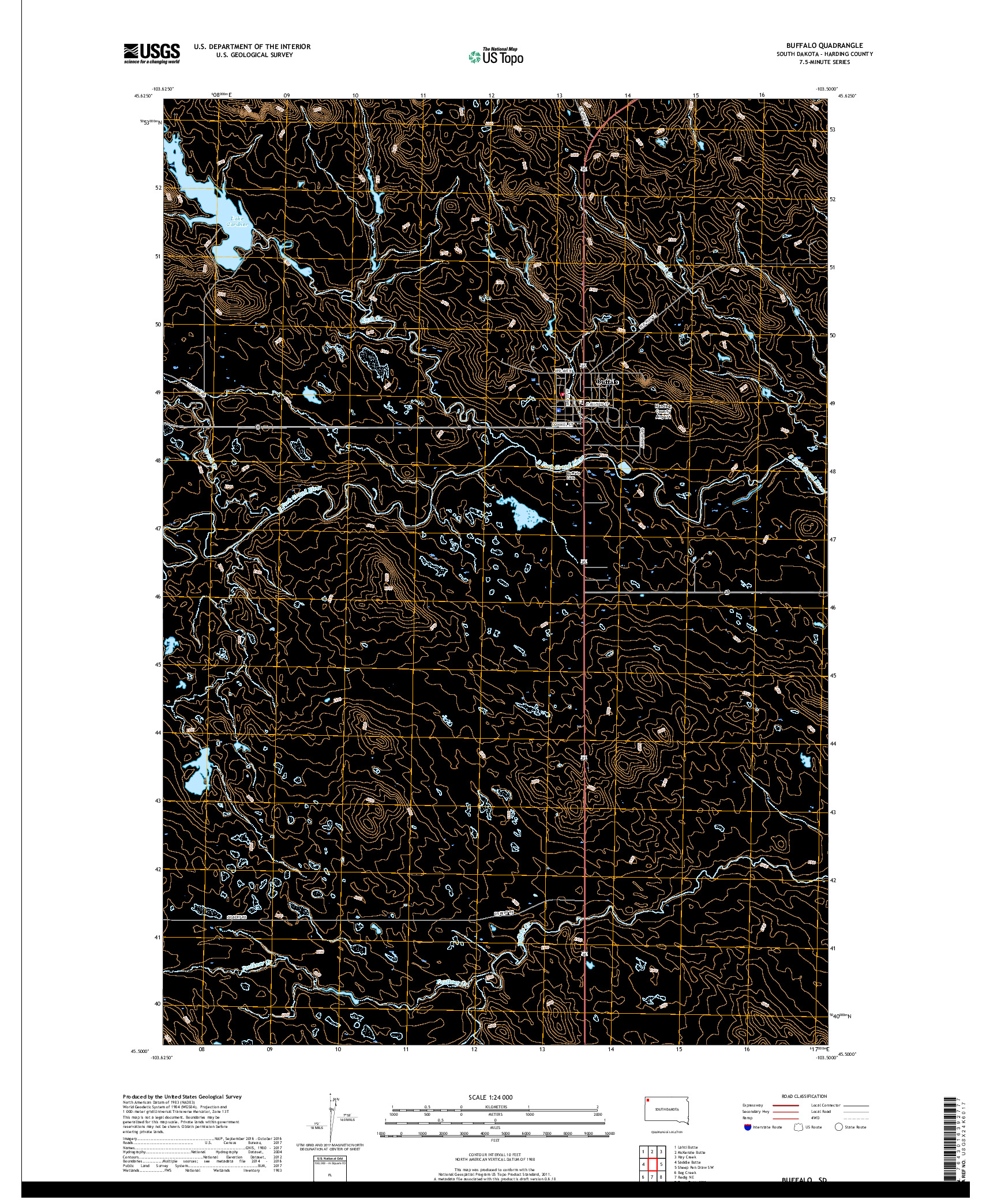 USGS US TOPO 7.5-MINUTE MAP FOR BUFFALO, SD 2017