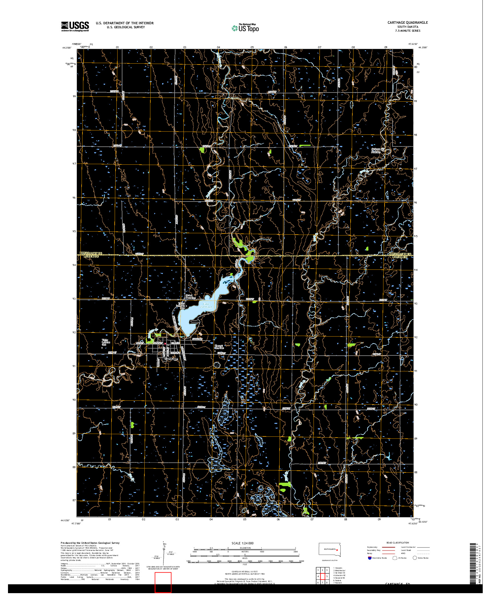 USGS US TOPO 7.5-MINUTE MAP FOR CARTHAGE, SD 2017