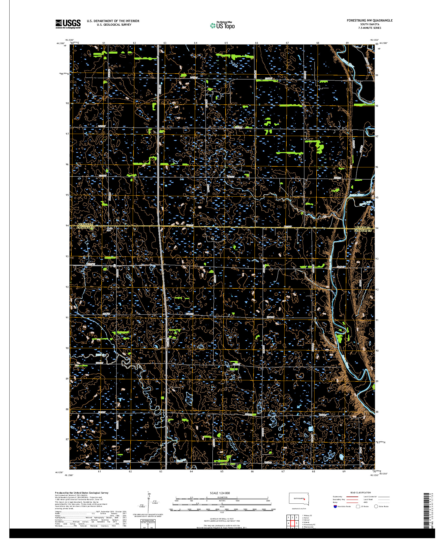 USGS US TOPO 7.5-MINUTE MAP FOR FORESTBURG NW, SD 2017