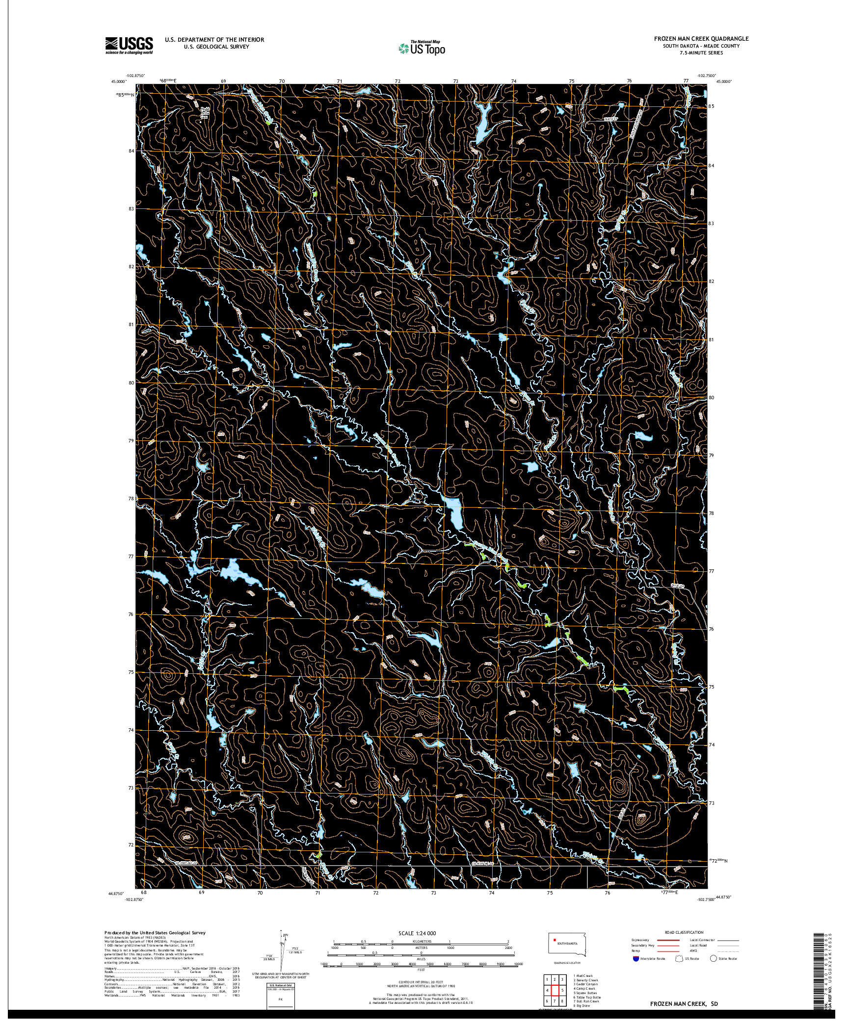 USGS US TOPO 7.5-MINUTE MAP FOR FROZEN MAN CREEK, SD 2017