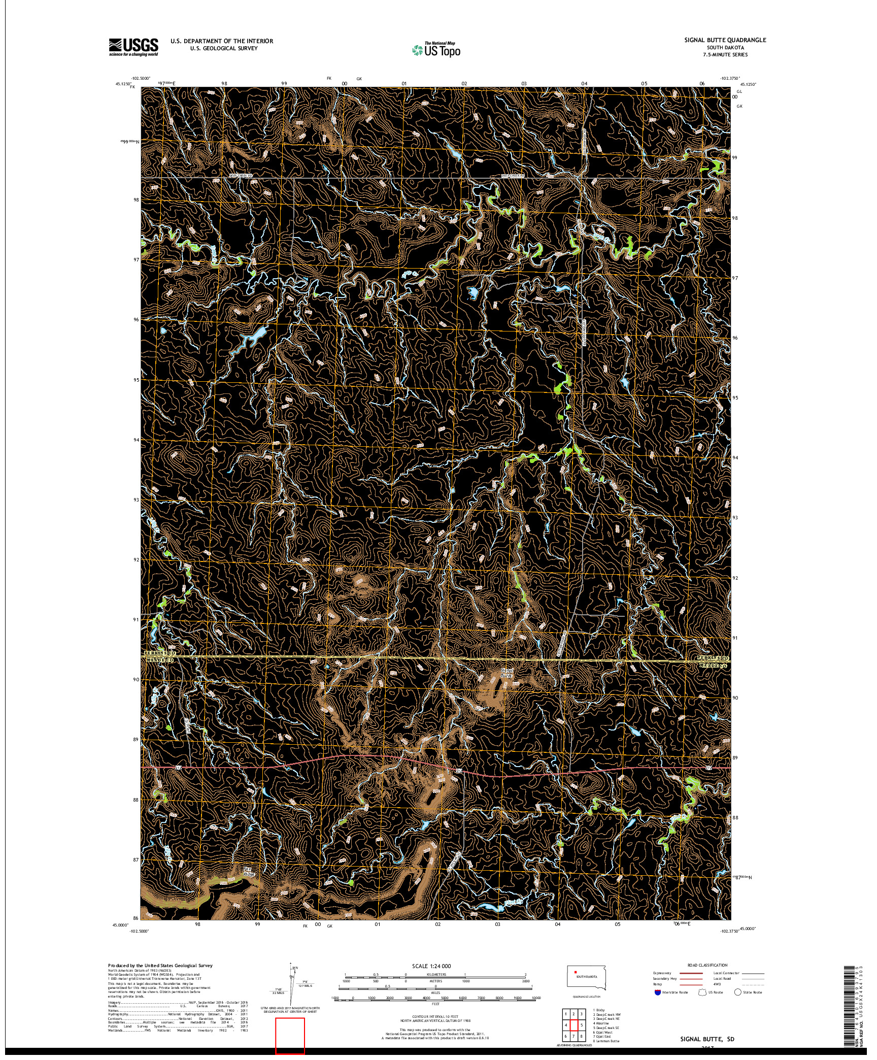 USGS US TOPO 7.5-MINUTE MAP FOR SIGNAL BUTTE, SD 2017