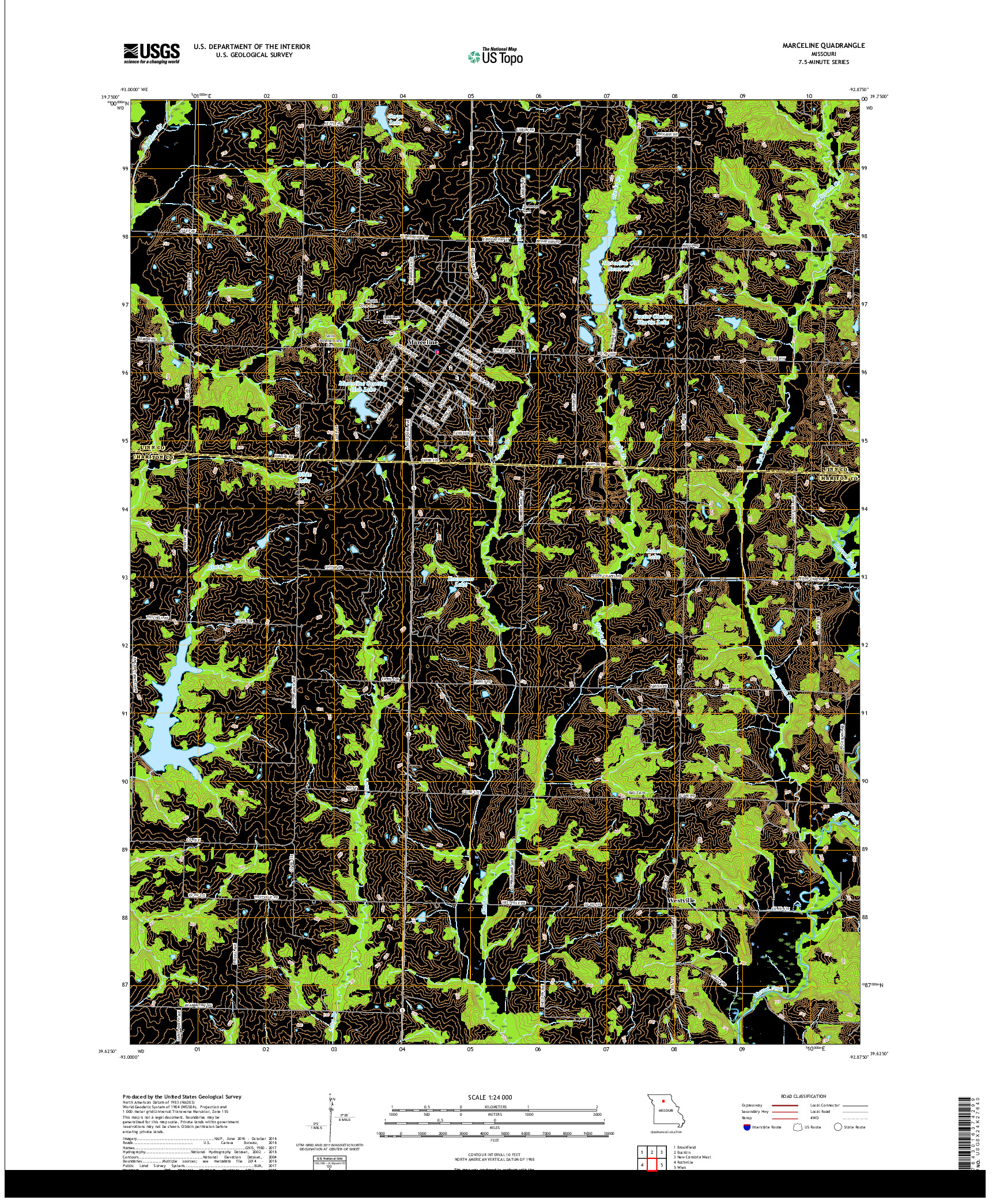 USGS US TOPO 7.5-MINUTE MAP FOR MARCELINE, MO 2017