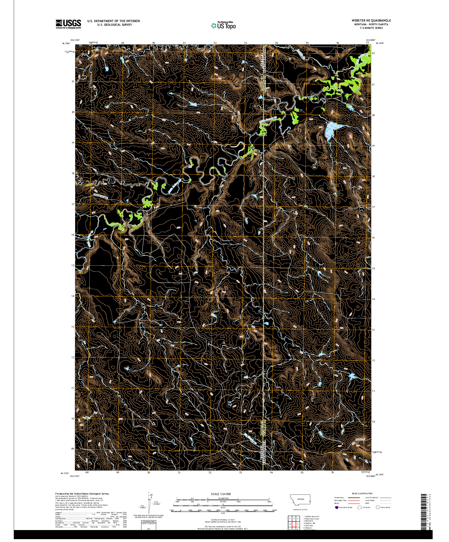 USGS US TOPO 7.5-MINUTE MAP FOR WEBSTER NE, MT,ND 2017