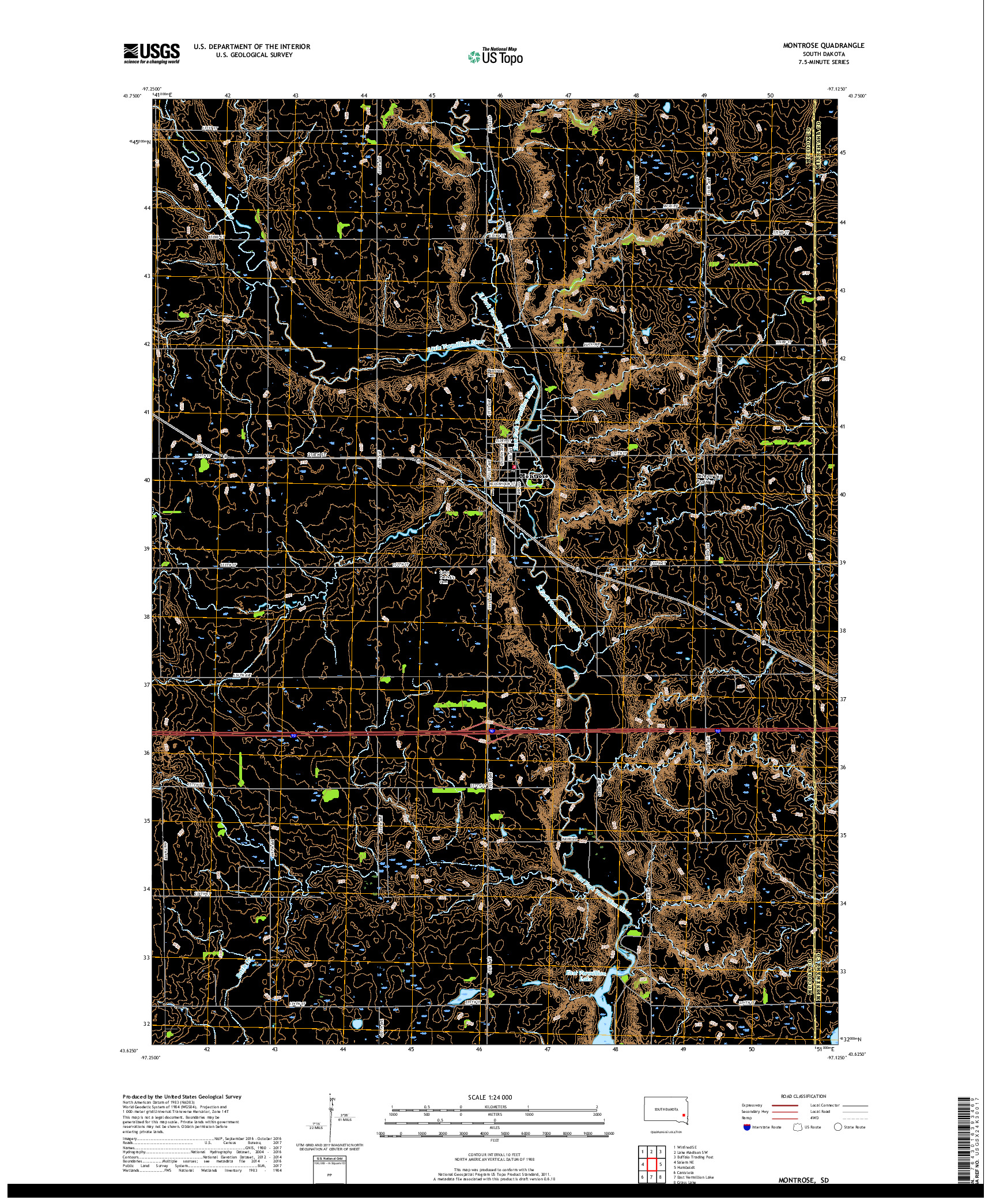 USGS US TOPO 7.5-MINUTE MAP FOR MONTROSE, SD 2017