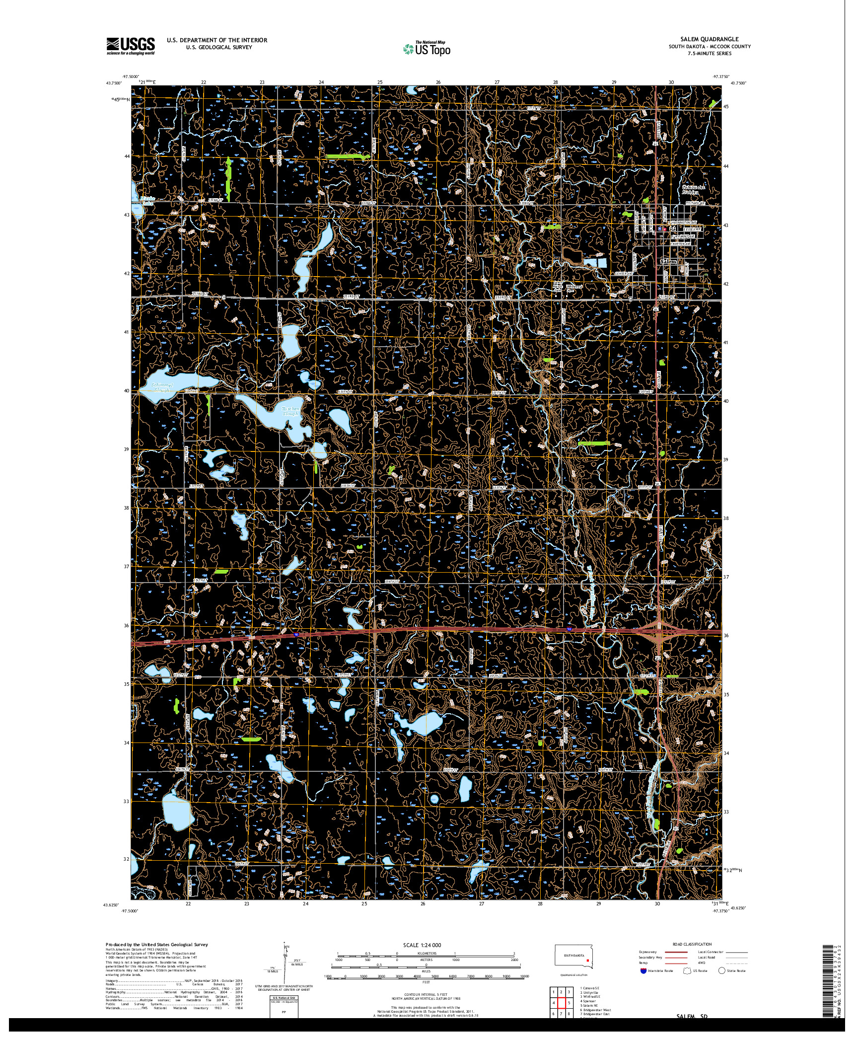 USGS US TOPO 7.5-MINUTE MAP FOR SALEM, SD 2017